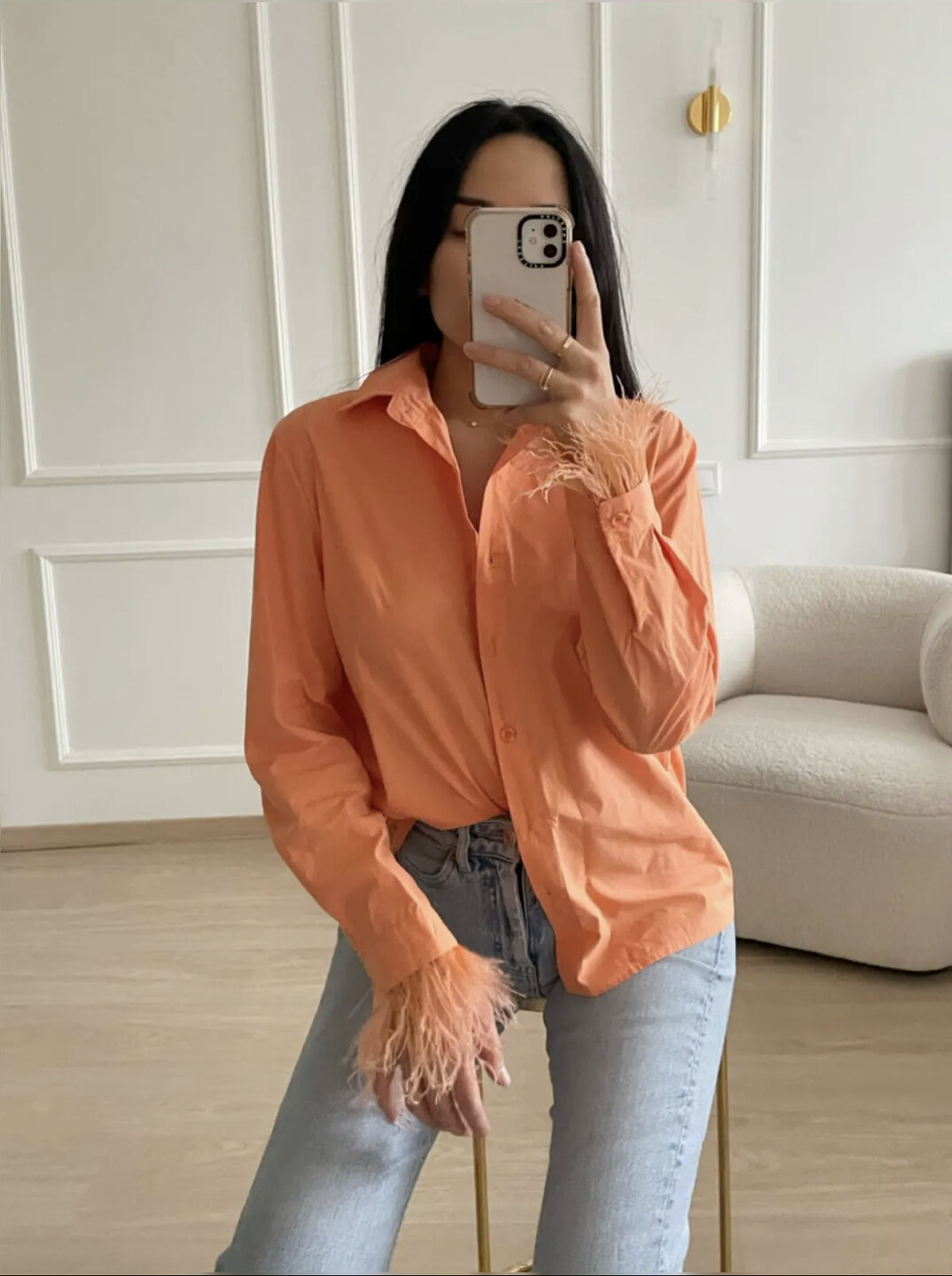 Feather Blouse Orange