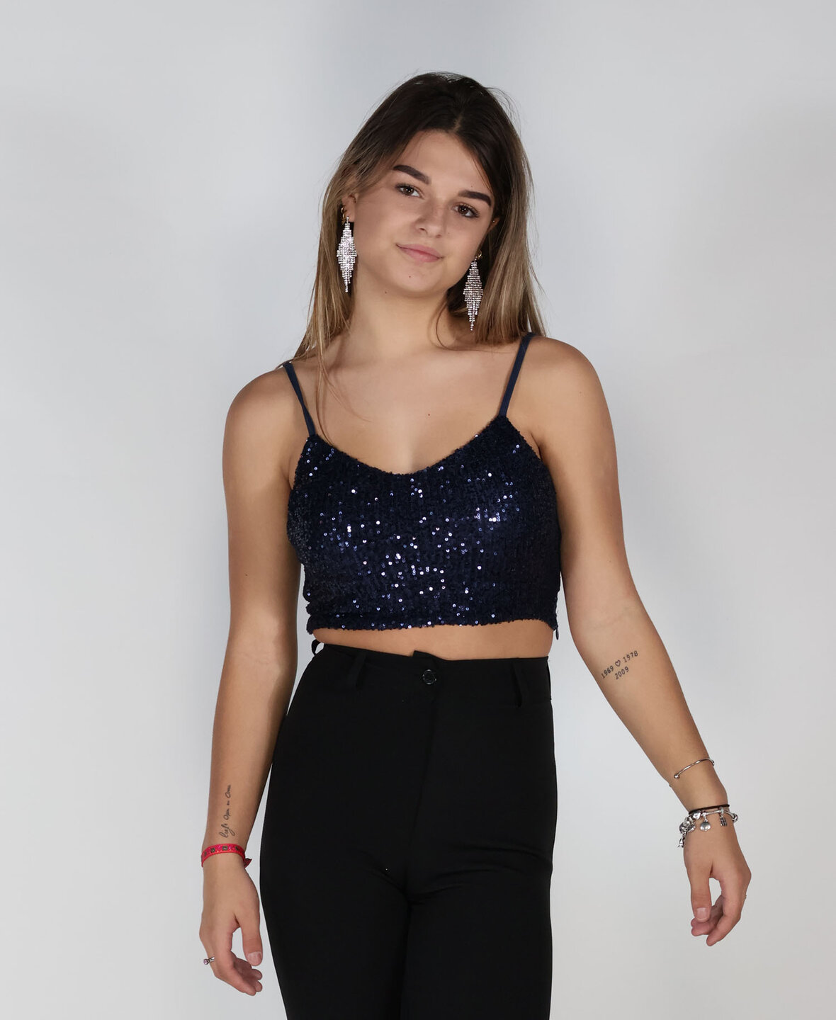 Sequin Top Navy Blue