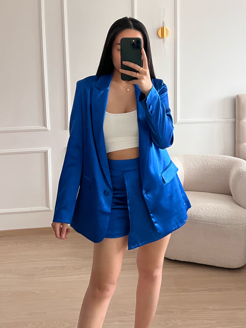 Sanne Satin Skort Blue