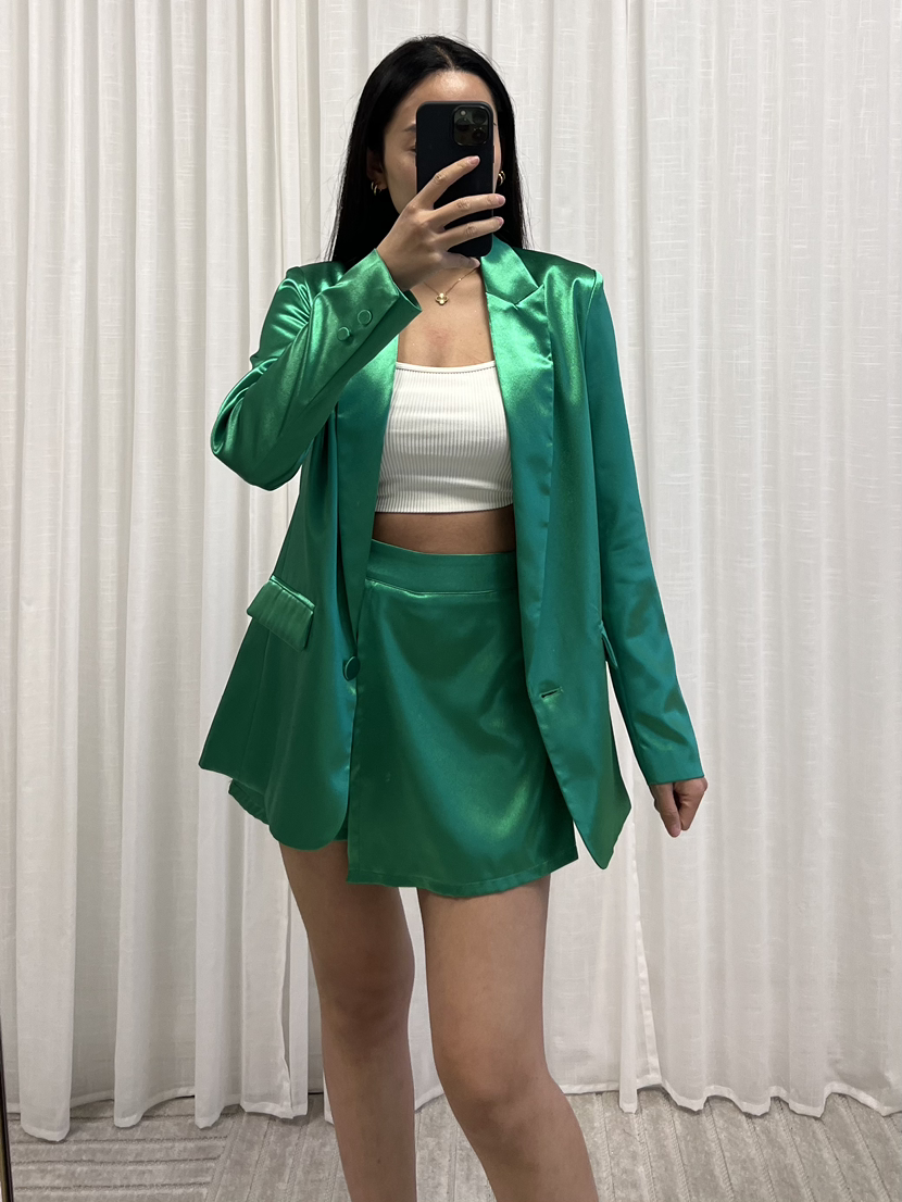 Sanne Satin Skort Green