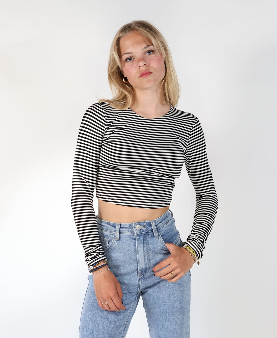 Leela Striped Top Black