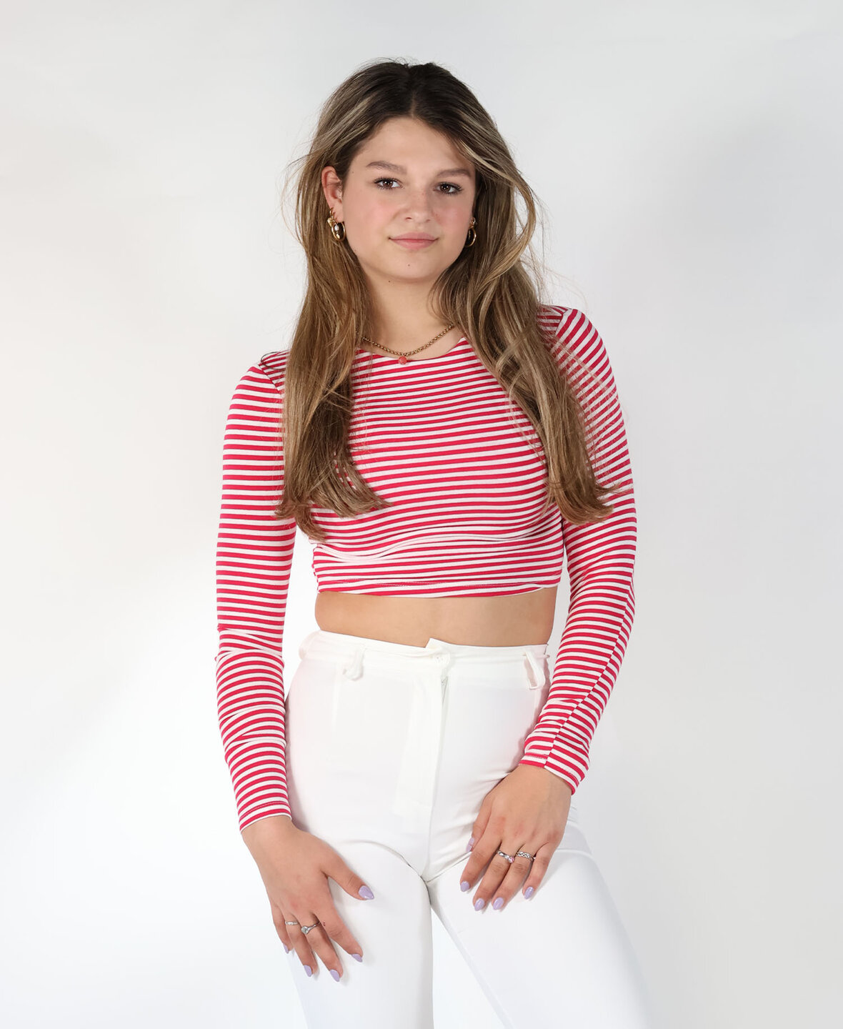 Leela Striped Top Pink