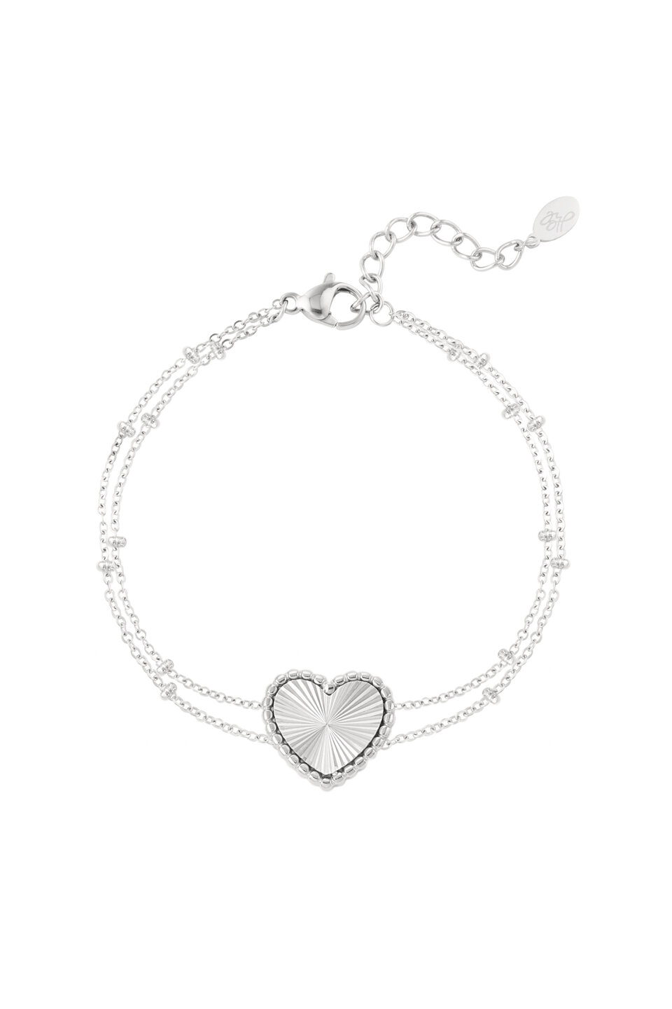 Double Bracelet Heart Silver