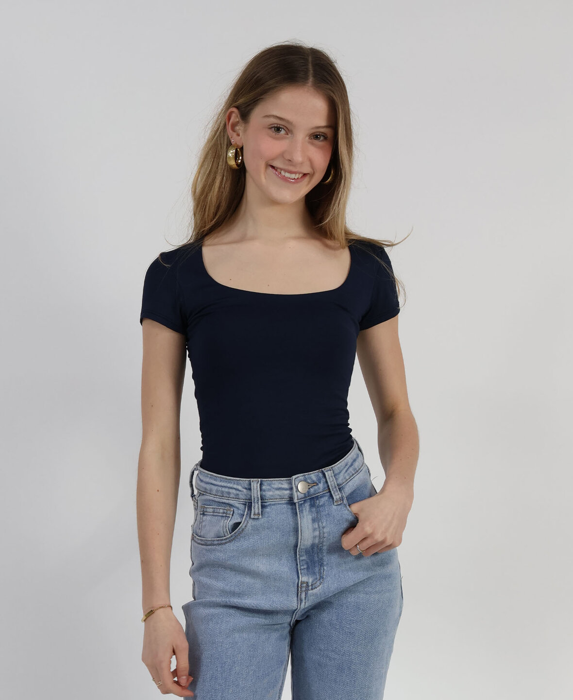 Leela Square Top Short Navy Blue