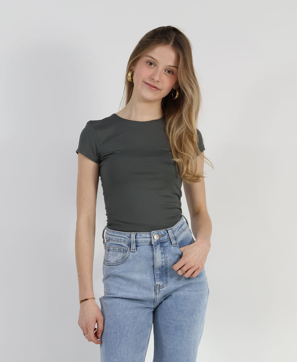 Leela Short Top Long Dark Grey