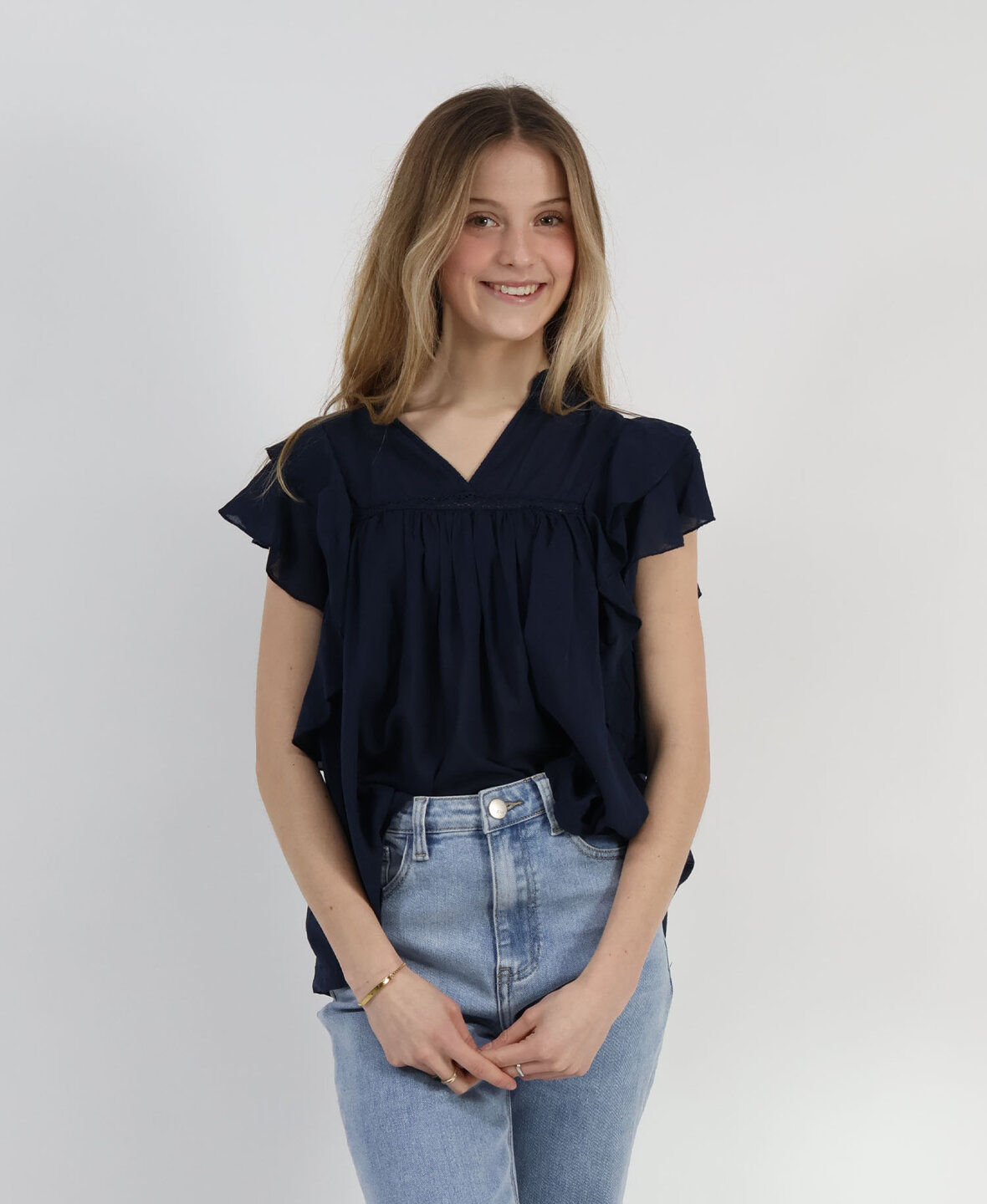 Belle Blouse Navy Blue