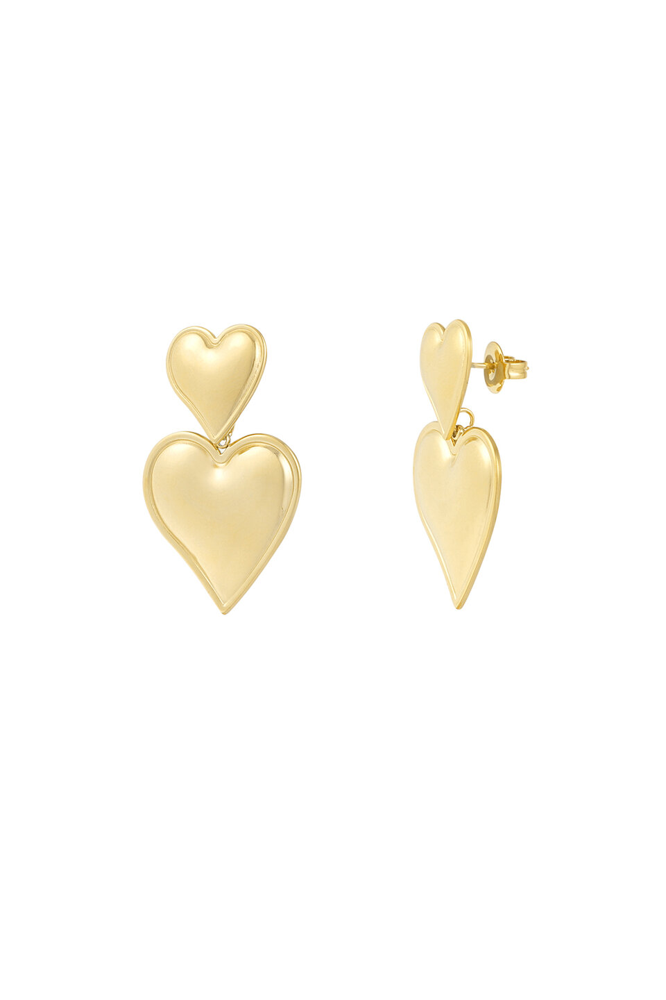 Earring Double heart Gold