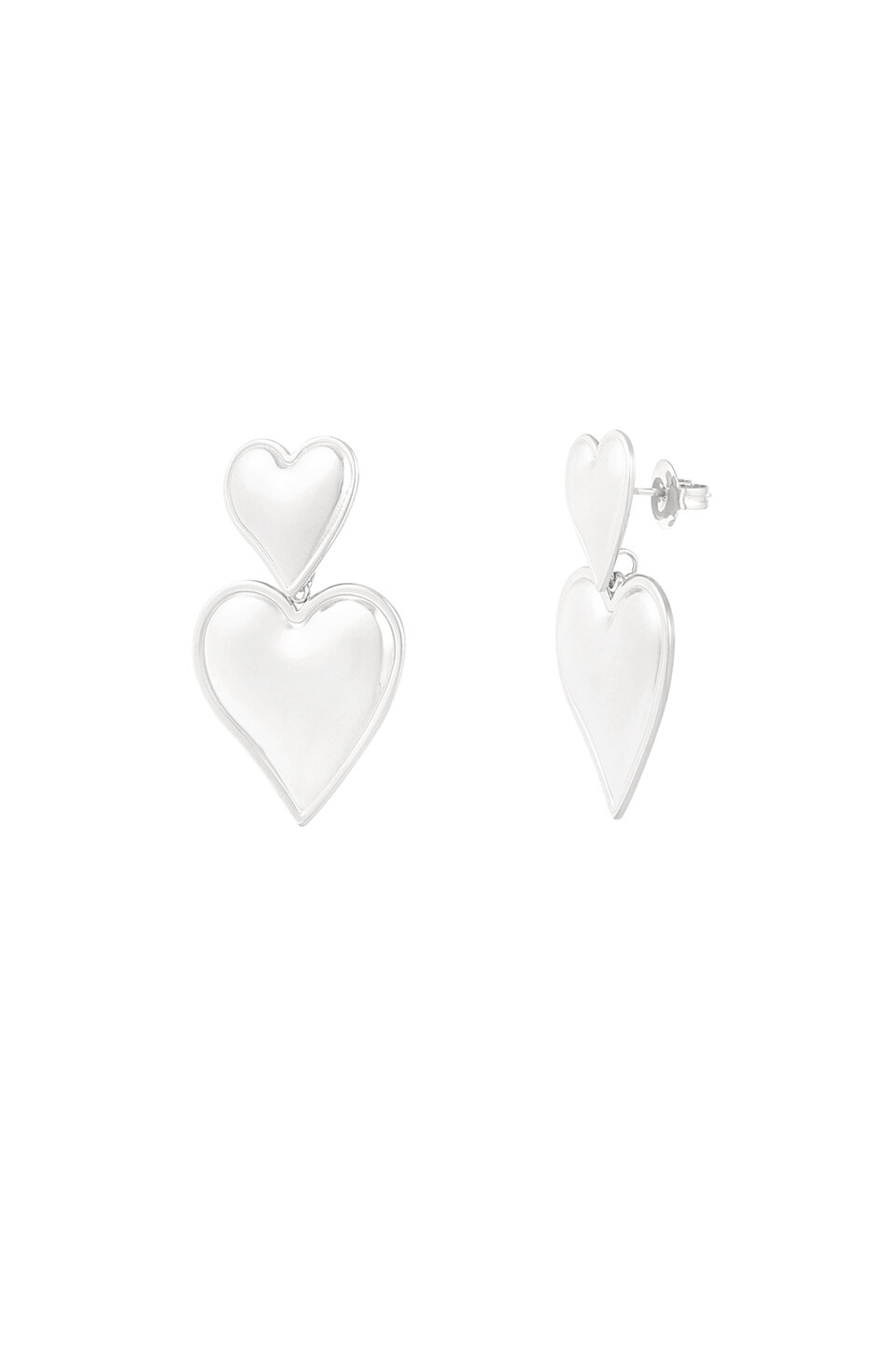 Earring Double heart Silver