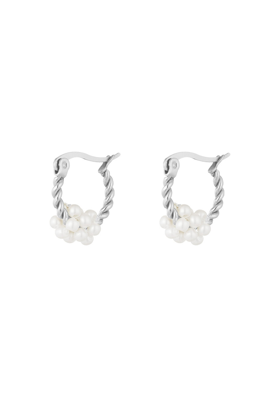 Earrings Swirl Pearls Silver