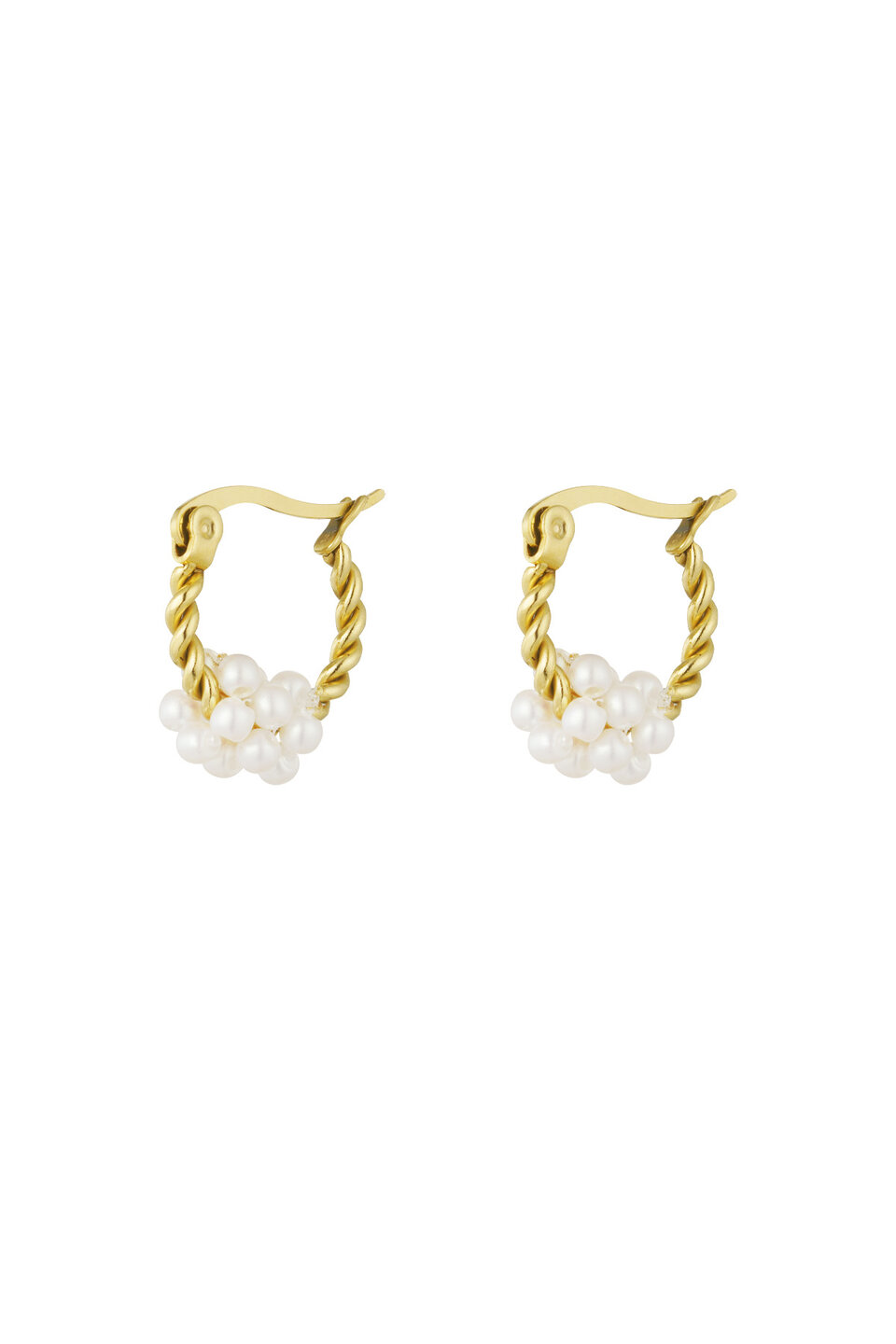 Earrings Swirl Pearls Gold