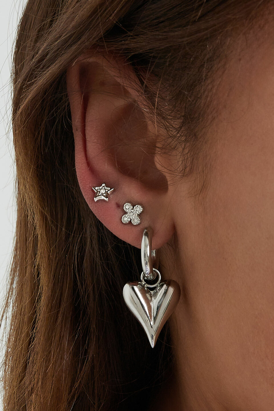 Earring clover studs silver