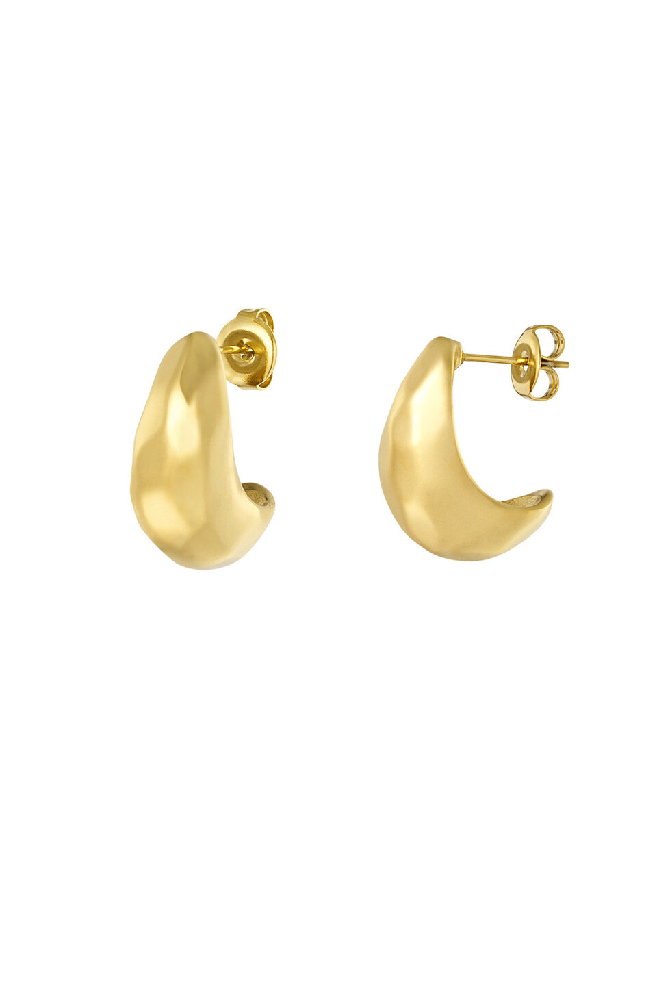 Drop earring dented motif Gold