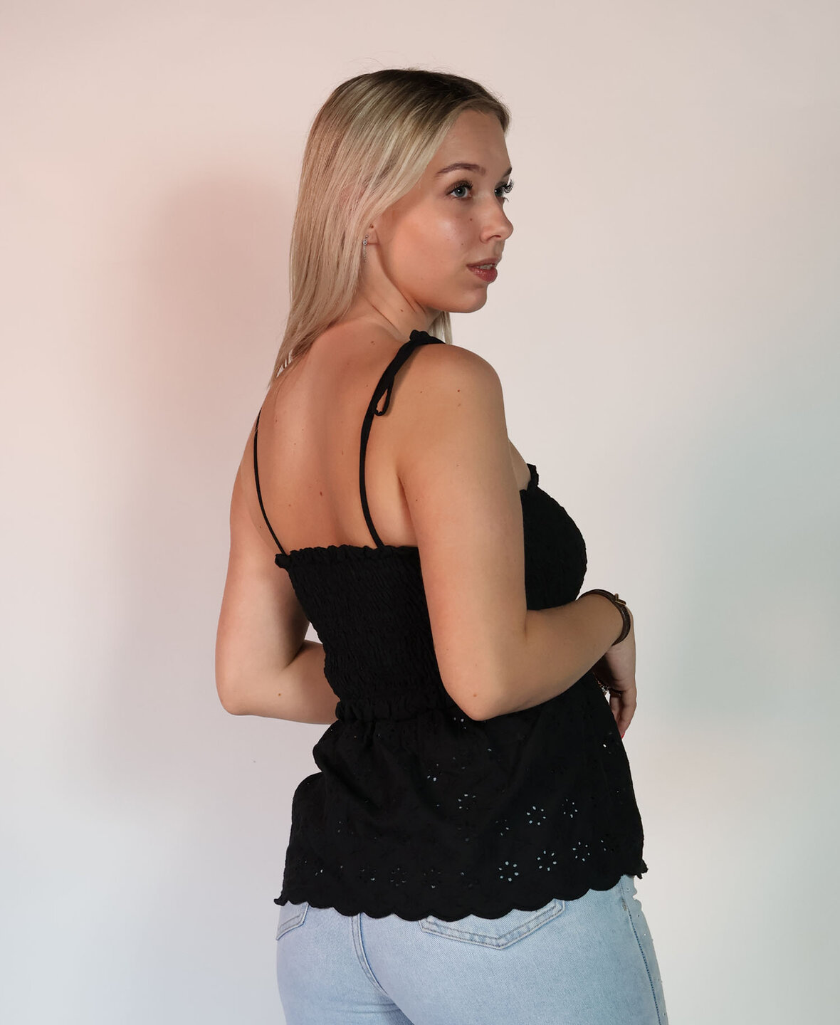 Broderie Blossom Top Black