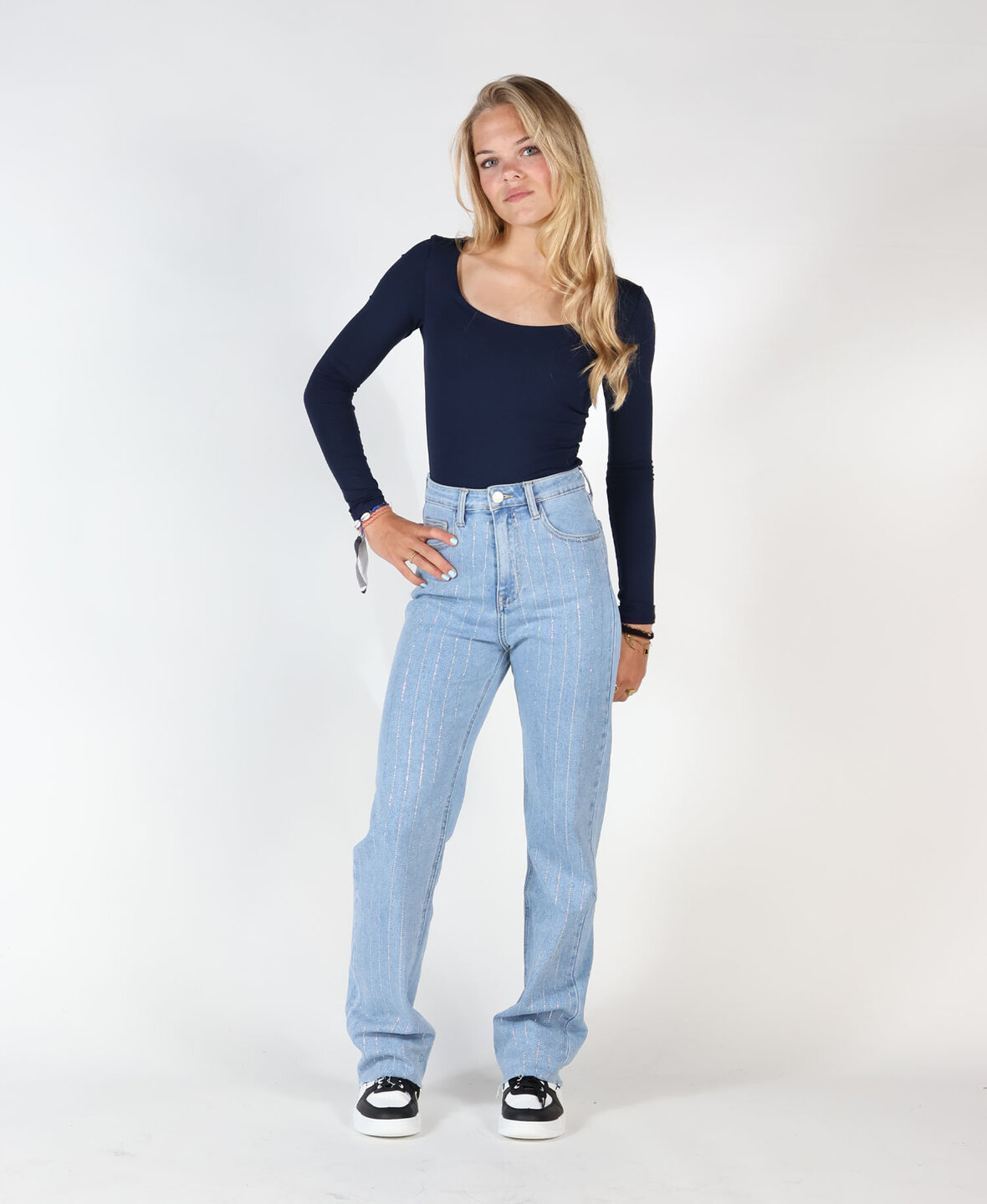 Sparkle Diamond Straight Leg Jeans Blue 2072 (REGULAR)