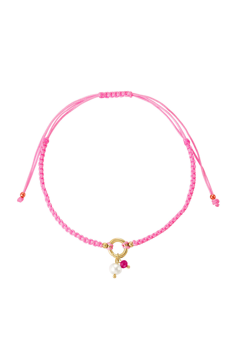 Braided Bracelet pearl hotpink