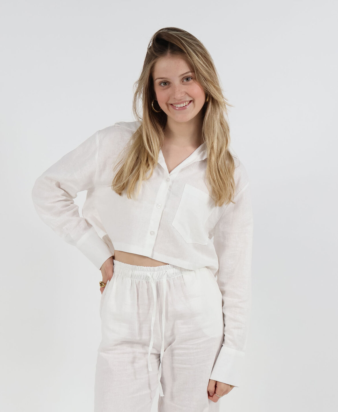 Linnen Cropped Blouse White