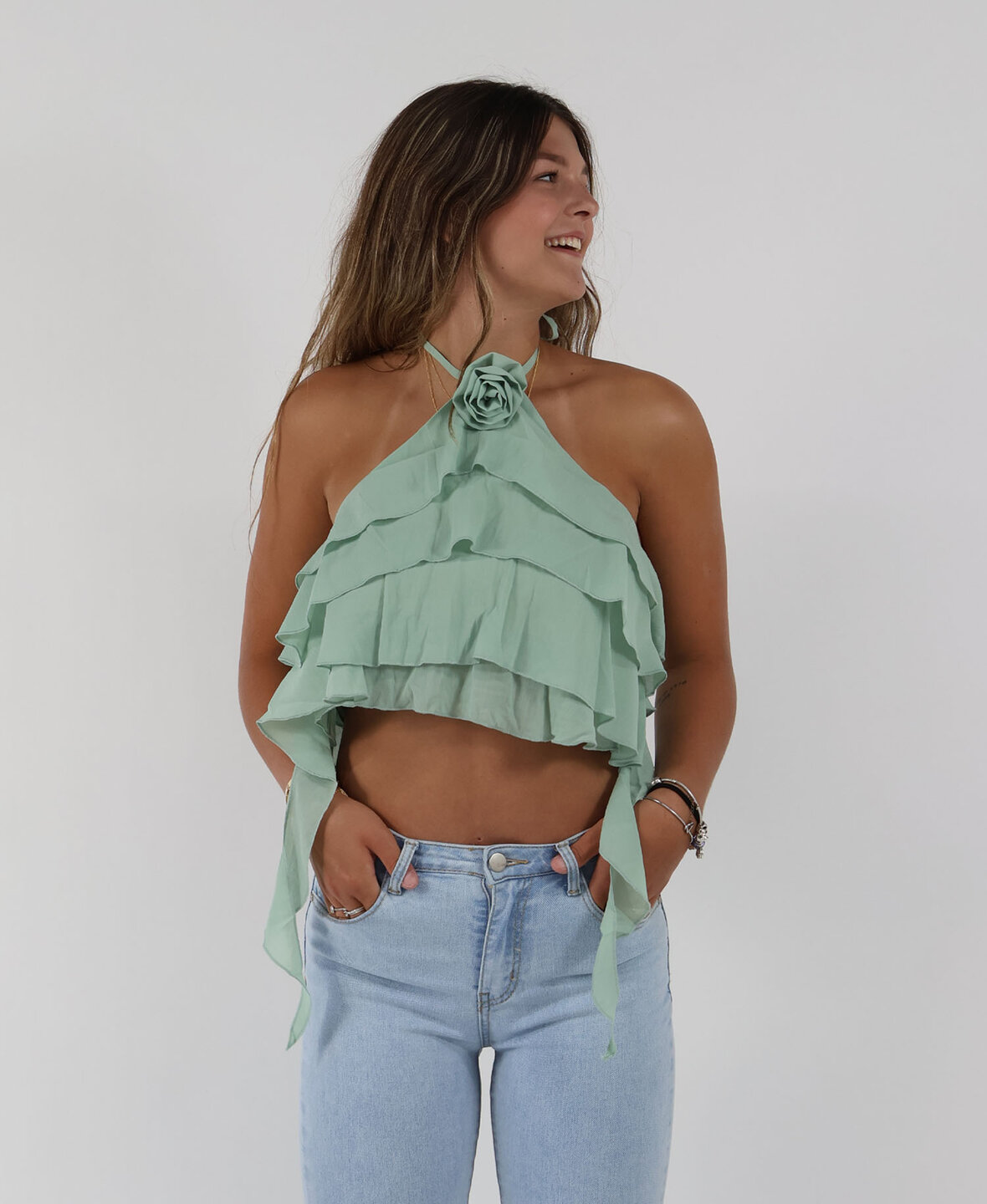 Flowy Rose Top Mint