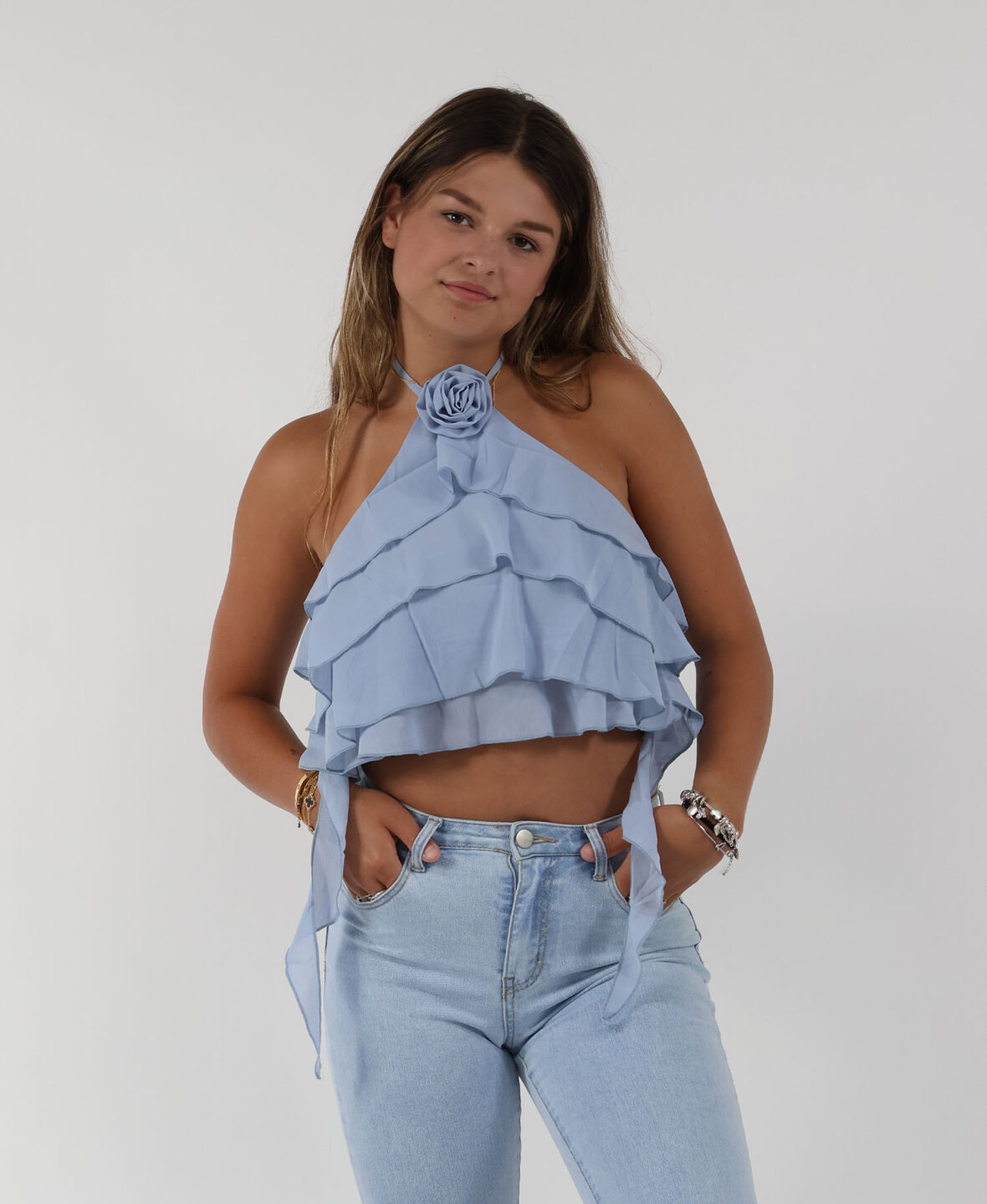 Flowy Rose Top Babyblue