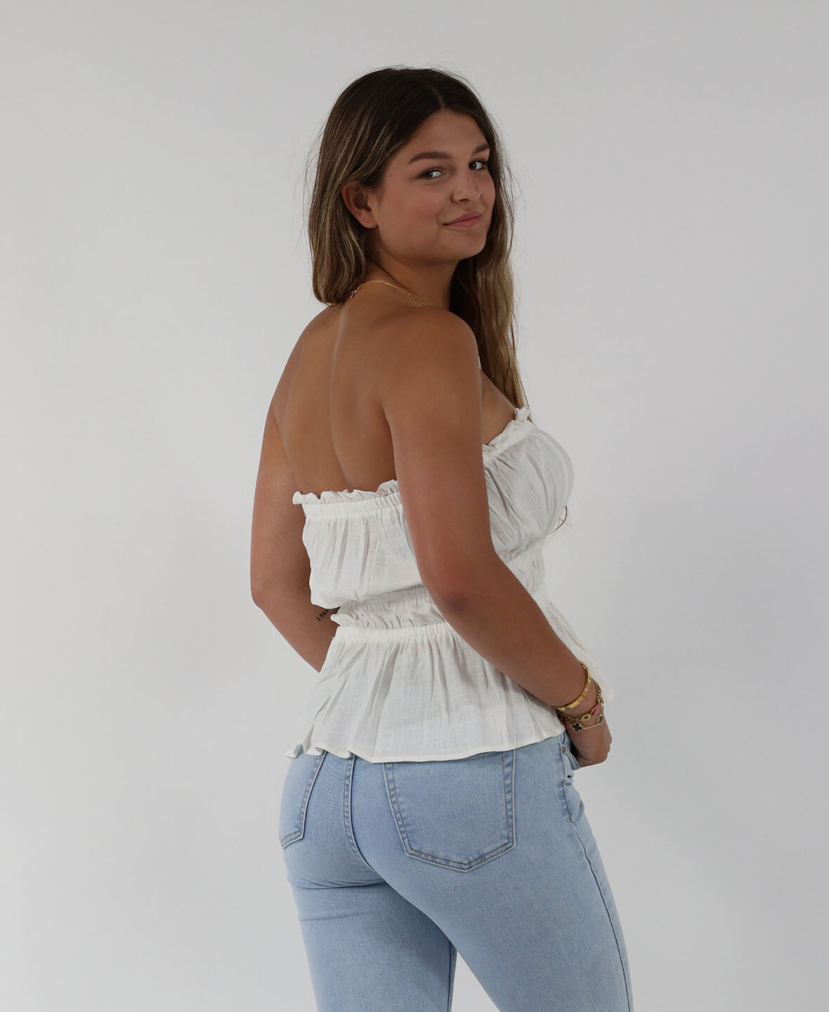 Linnen Bandeau Top White