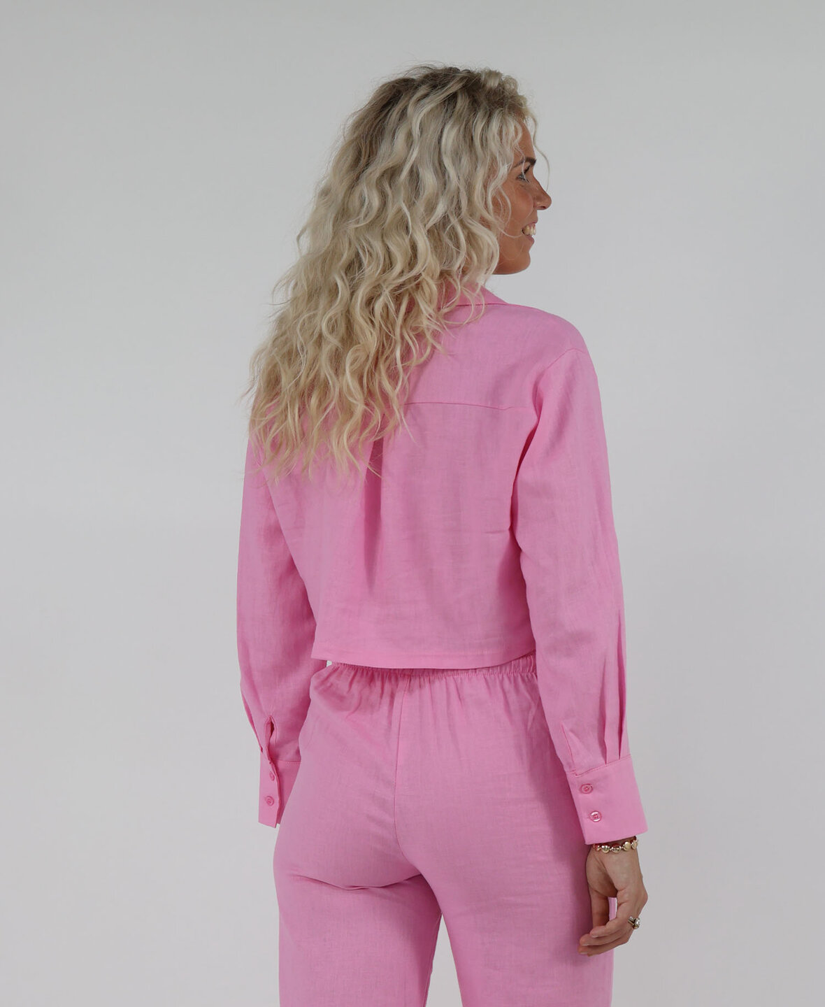 Linnen Cropped Blouse Babypink