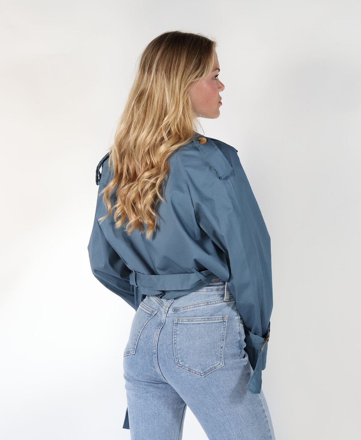 Cropped Trenchcoat Denimblue