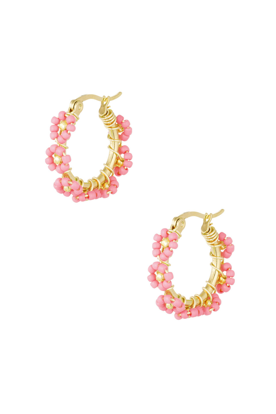 Earrings Flower hot pink Gold