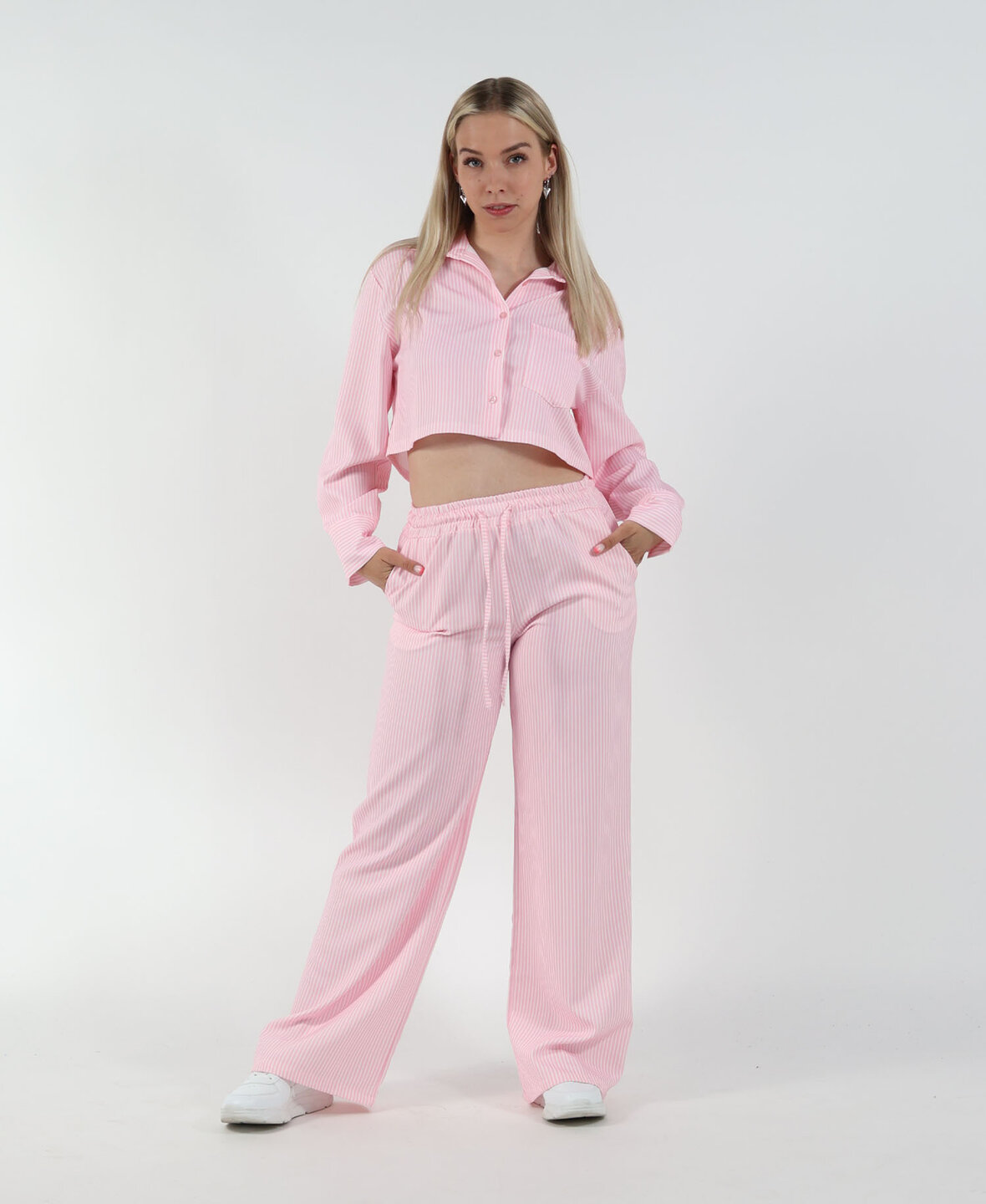 Striped Wide Leg Pants Pink (REGULAR)