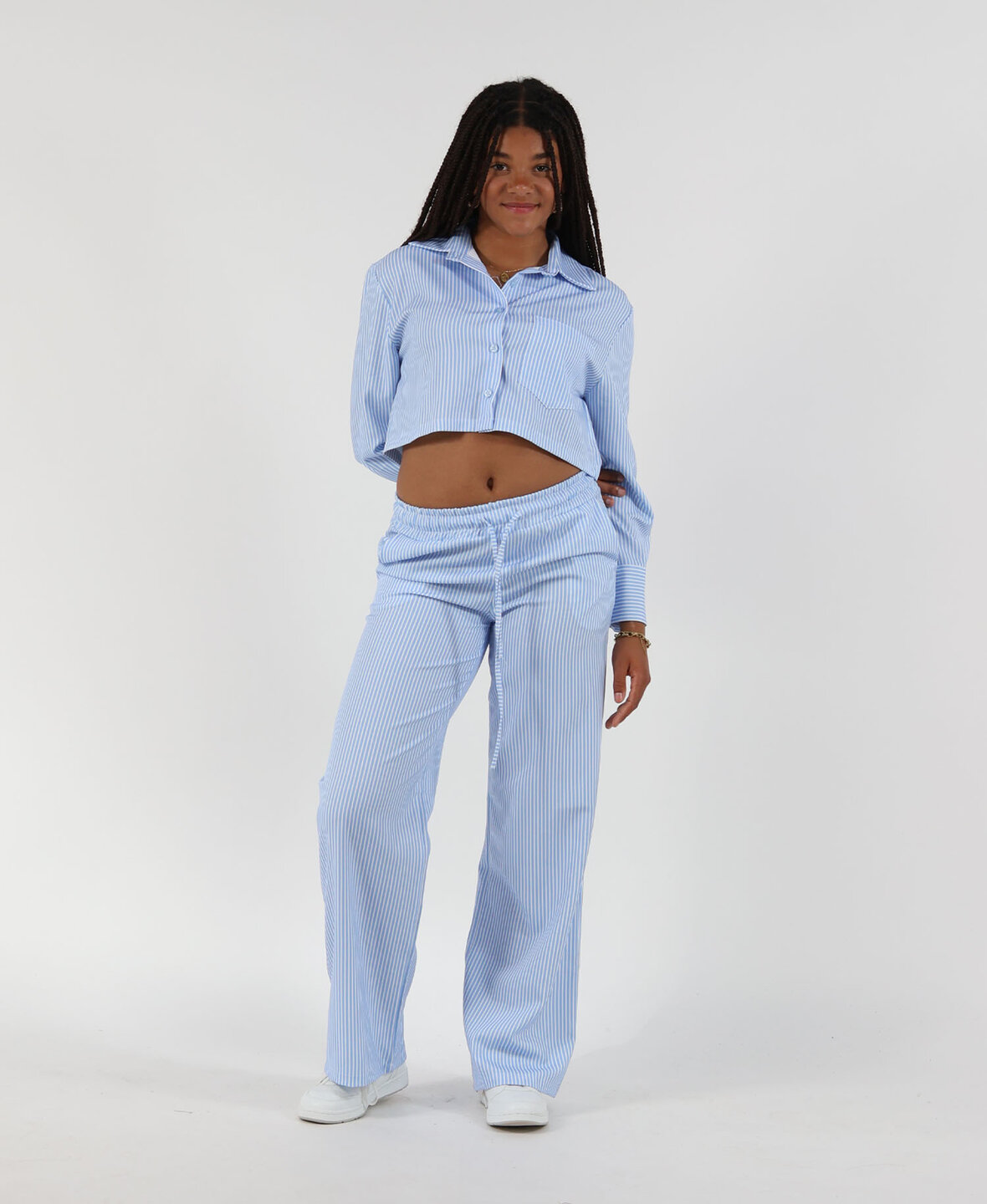 Striped Wide Leg Pants Blue (REGULAR)