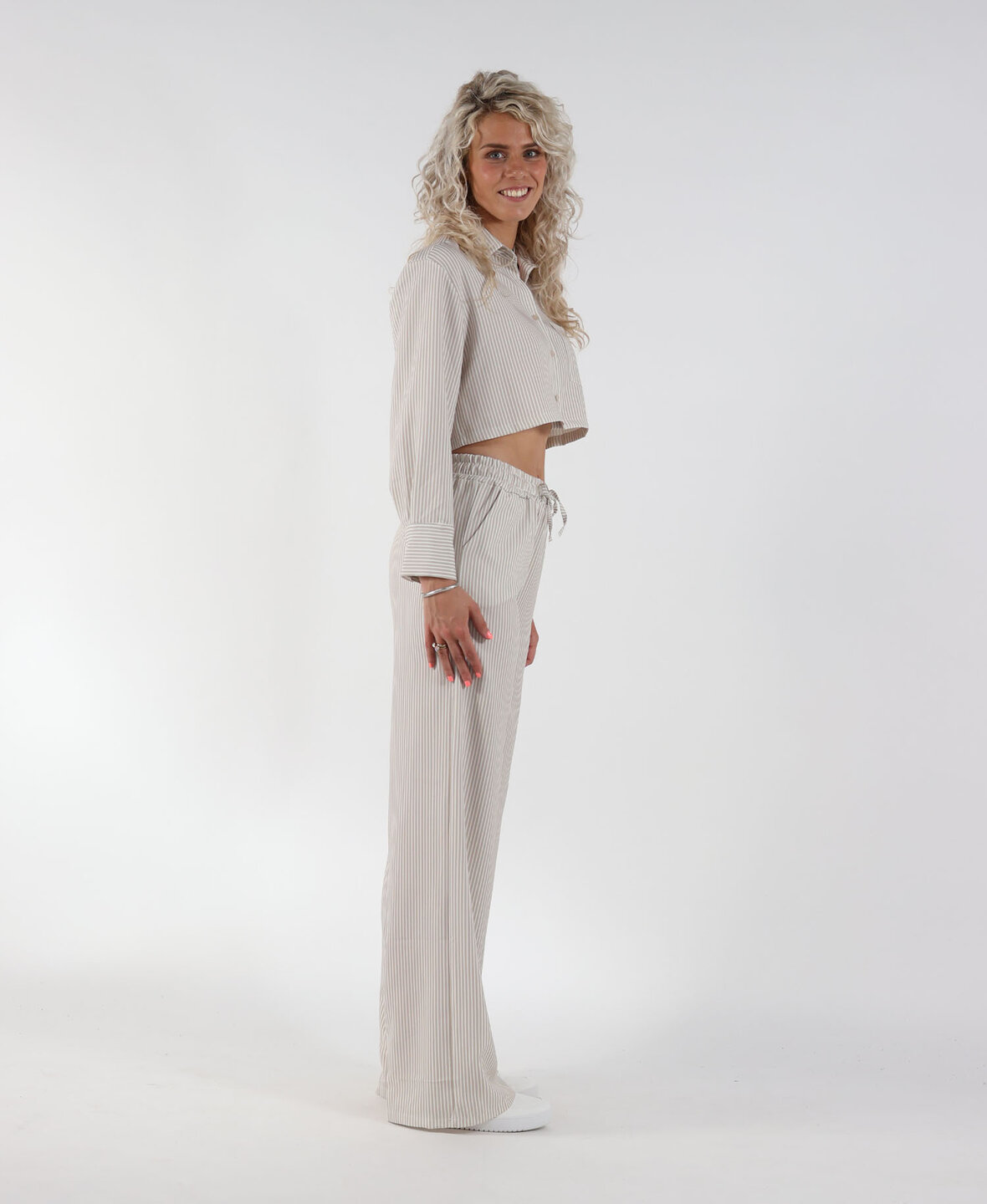 Striped Wide Leg Pants Beige (TALL)