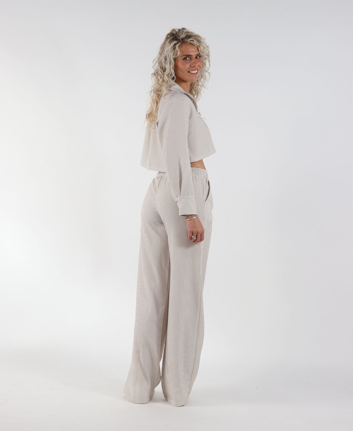 Striped Wide Leg Pants Beige (TALL)