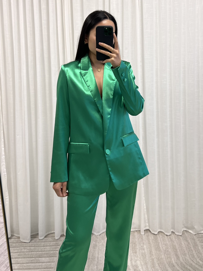 Sanne Satin Blazer Green