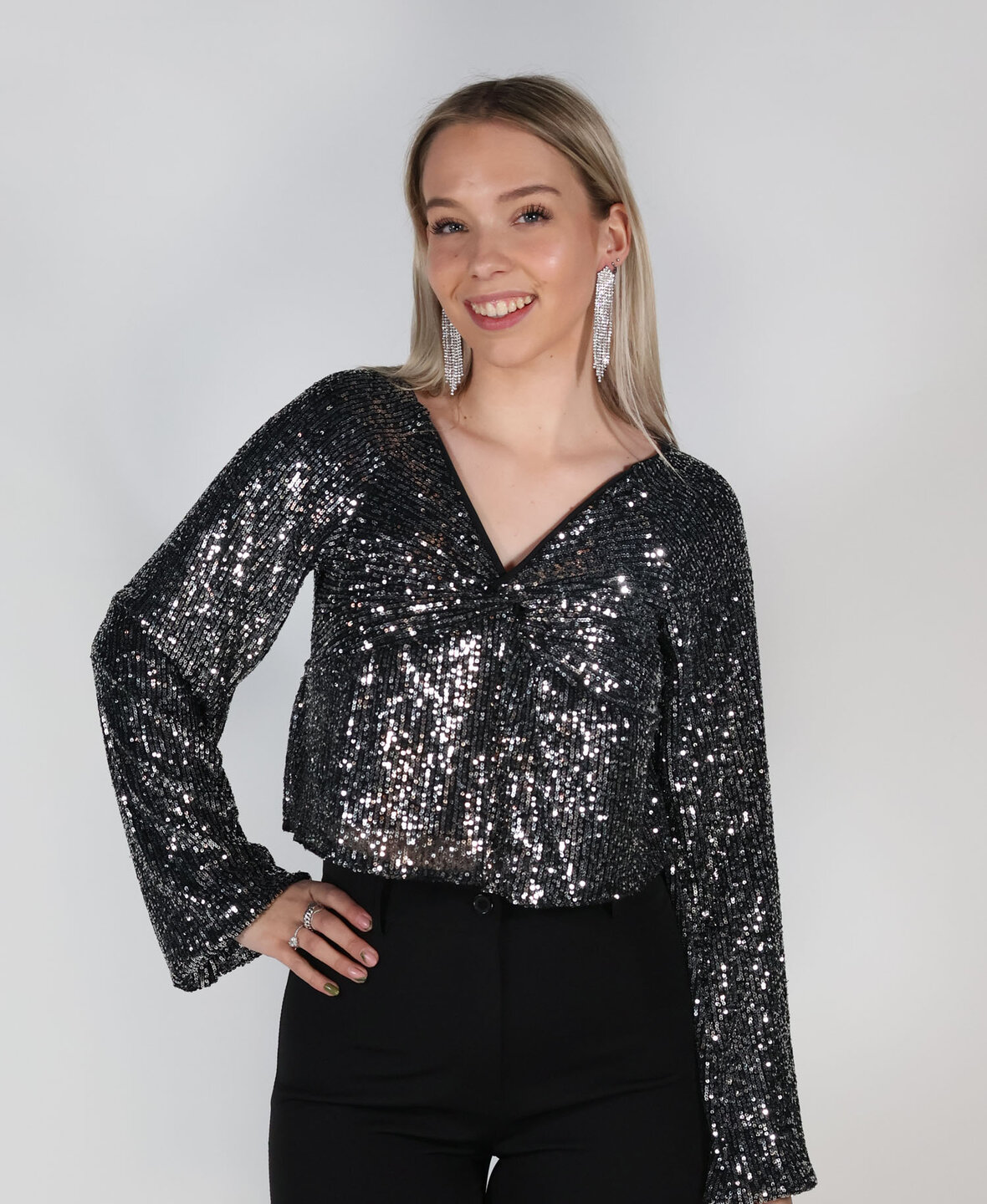 Gossip Sequin Top Silver