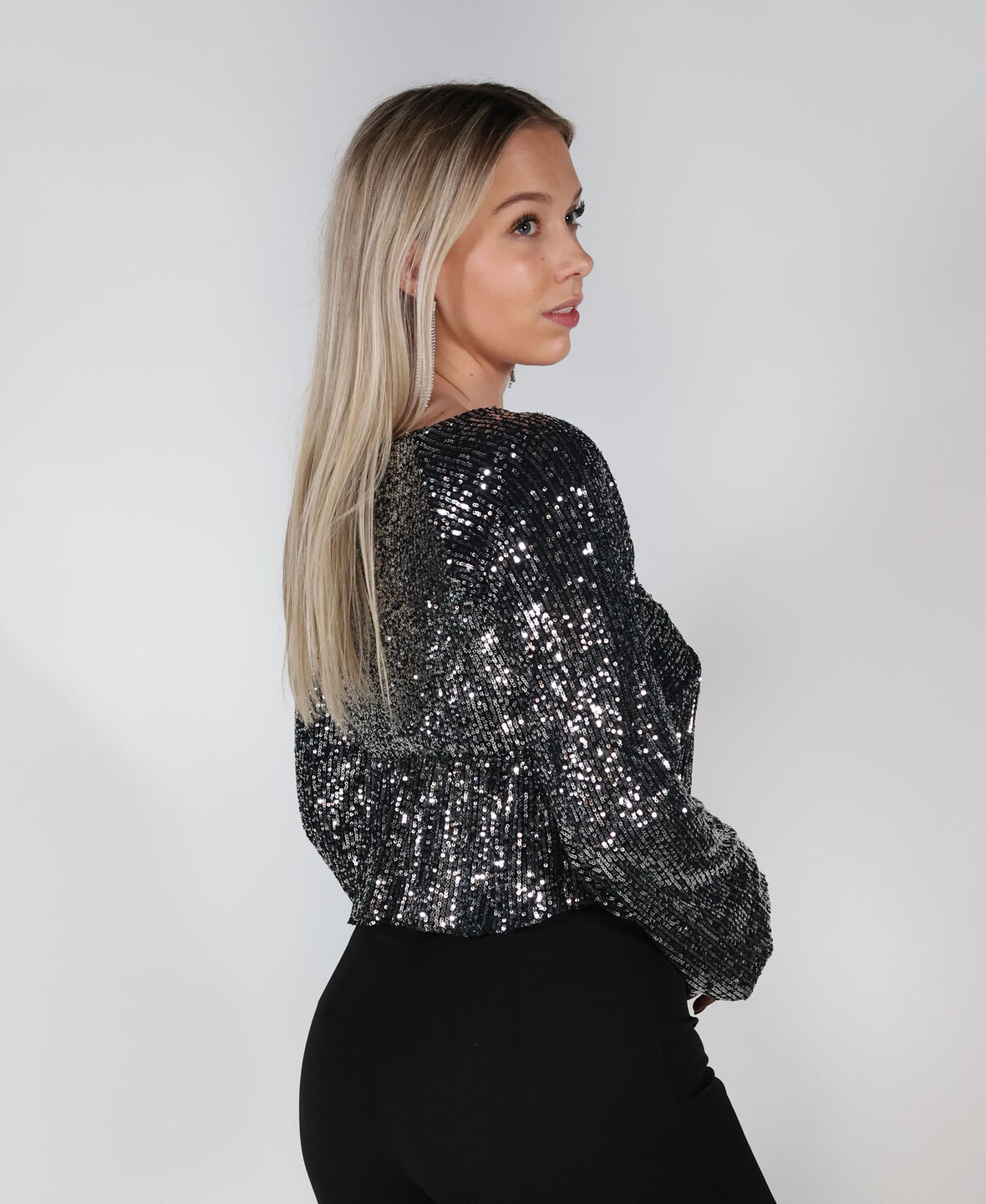 Gossip Sequin Top Silver