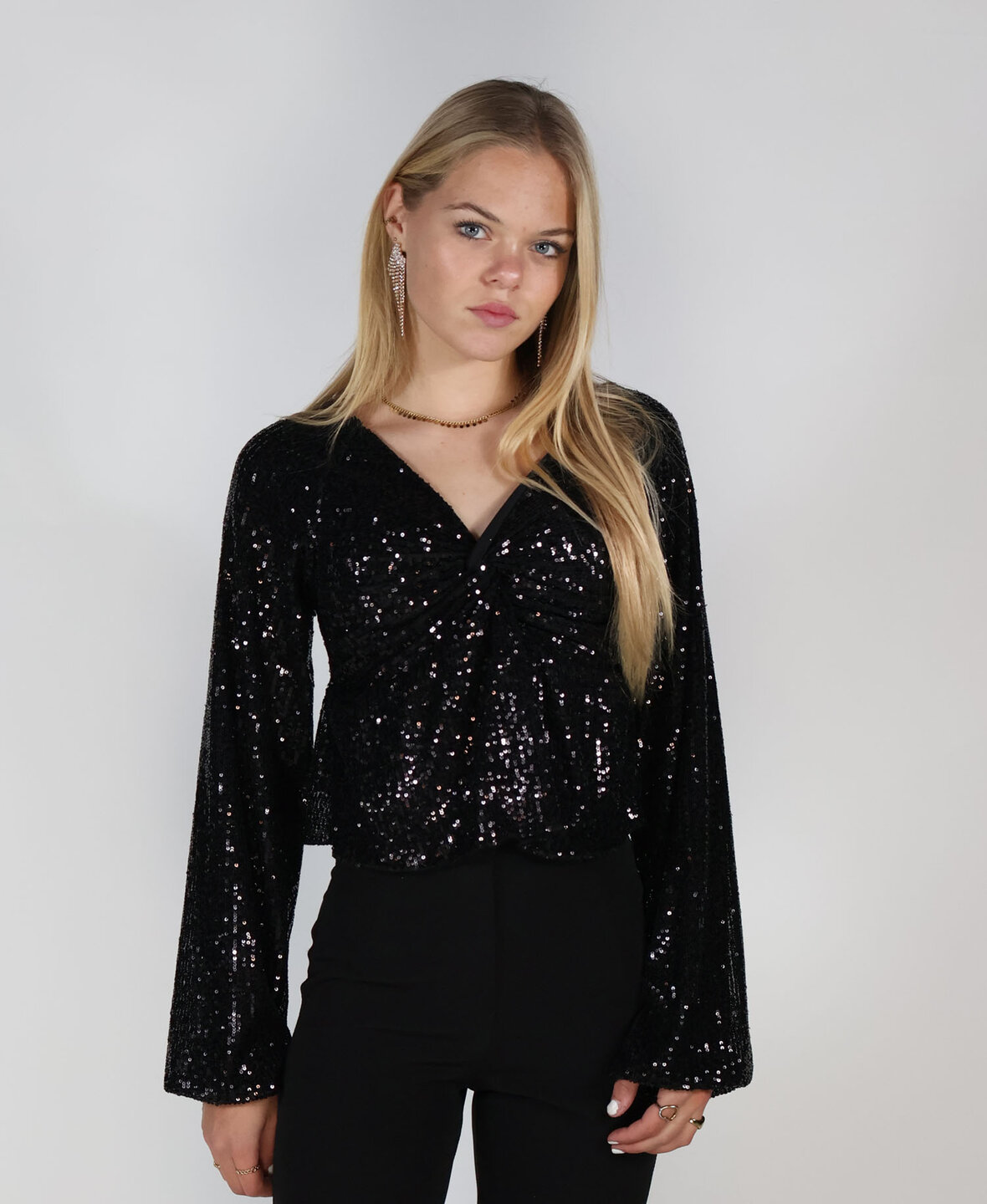 Gossip Sequin Top Black