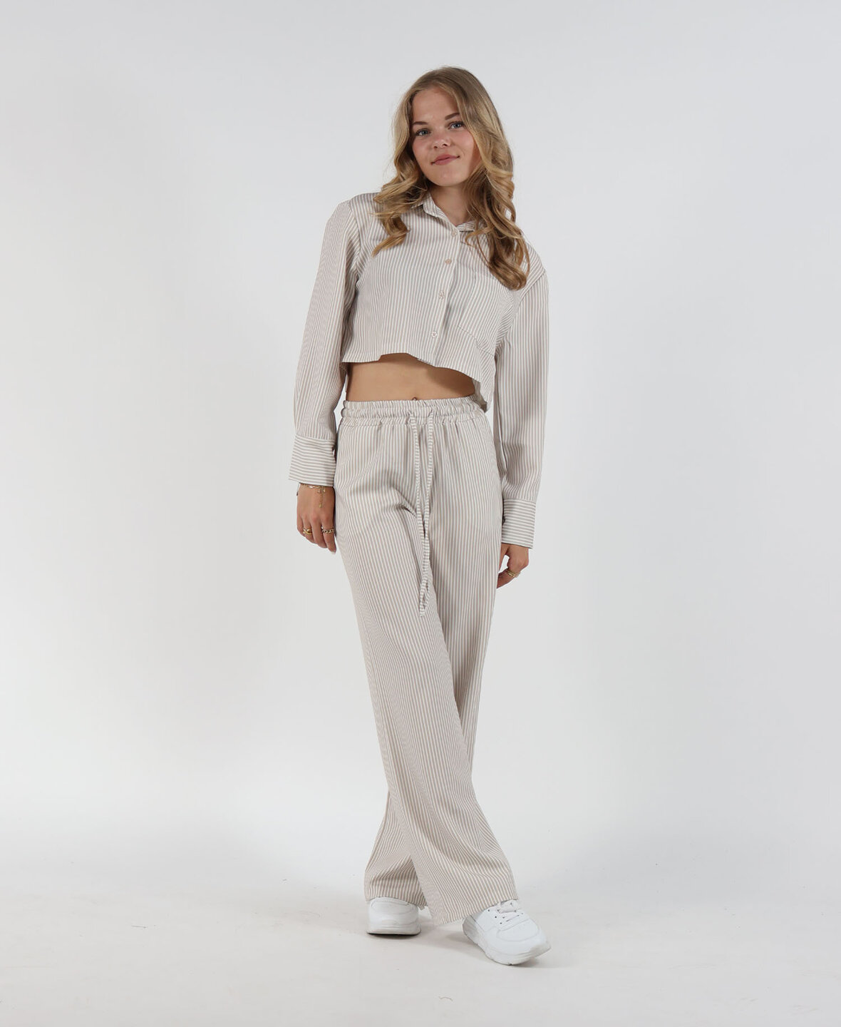 Striped Wide Leg Pants Beige (REGULAR)