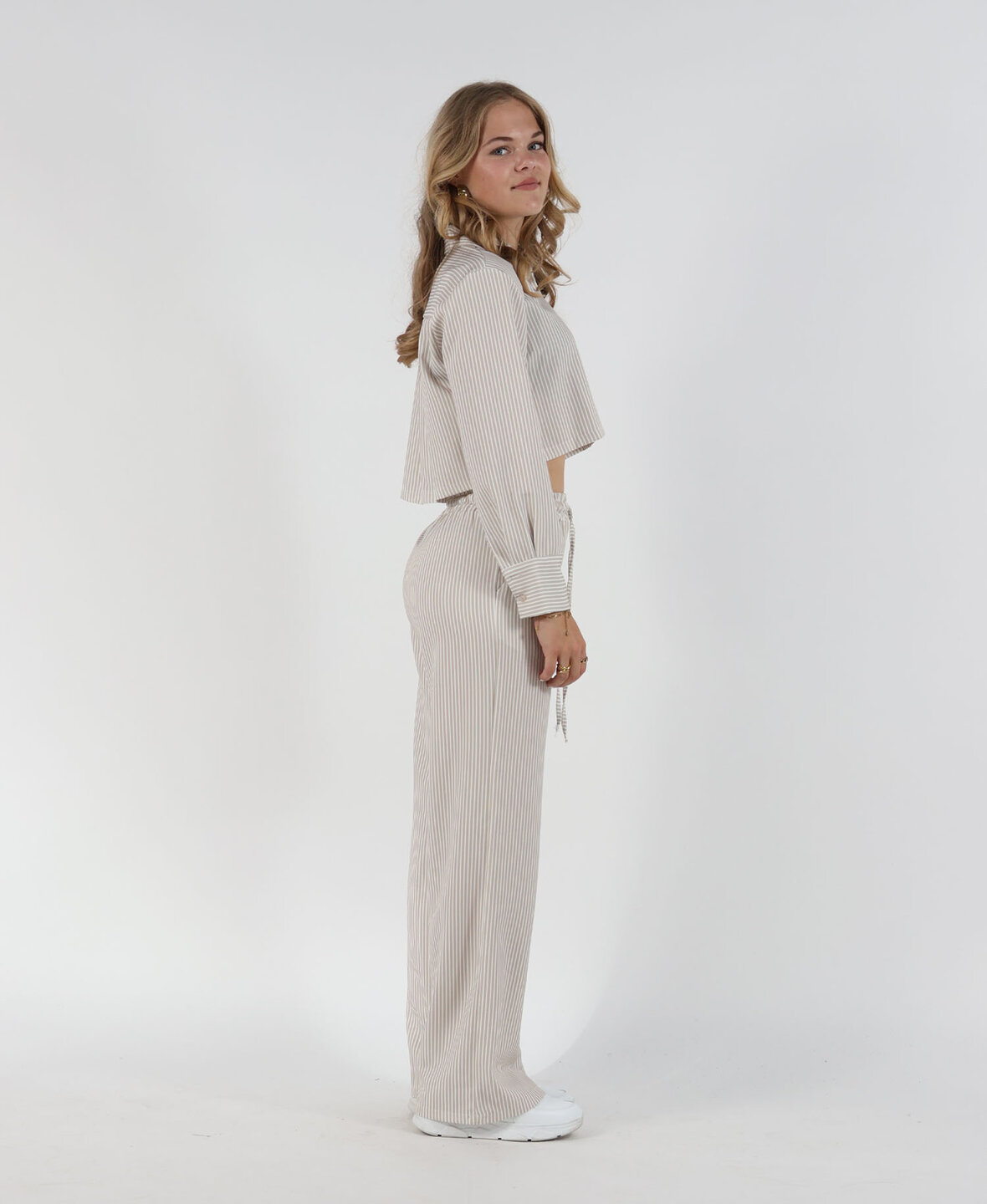 Striped Wide Leg Pants Beige (REGULAR)