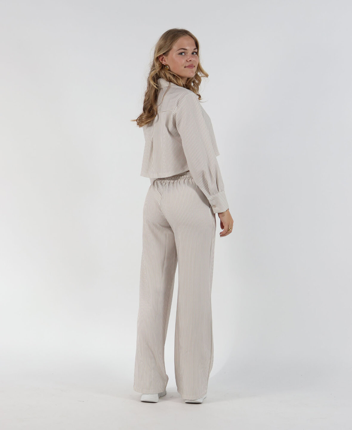 Striped Wide Leg Pants Beige (REGULAR)