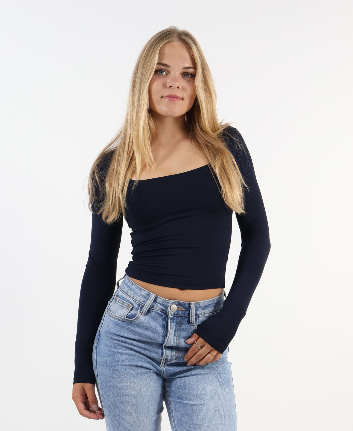 Leela Square Top Navy Blue