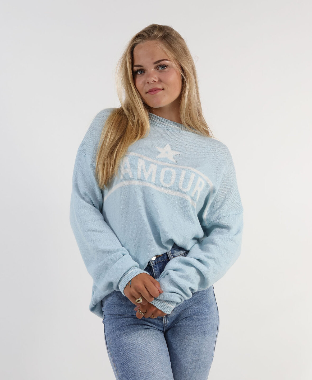 Amour Sweat Babyblue/White