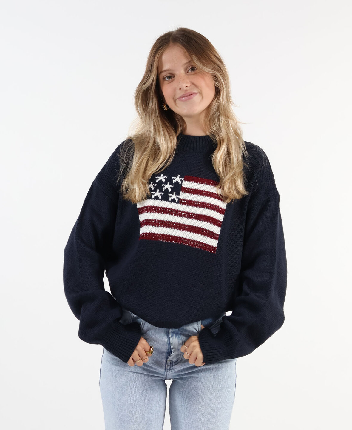 USA American Style Lurex Sweat Blue