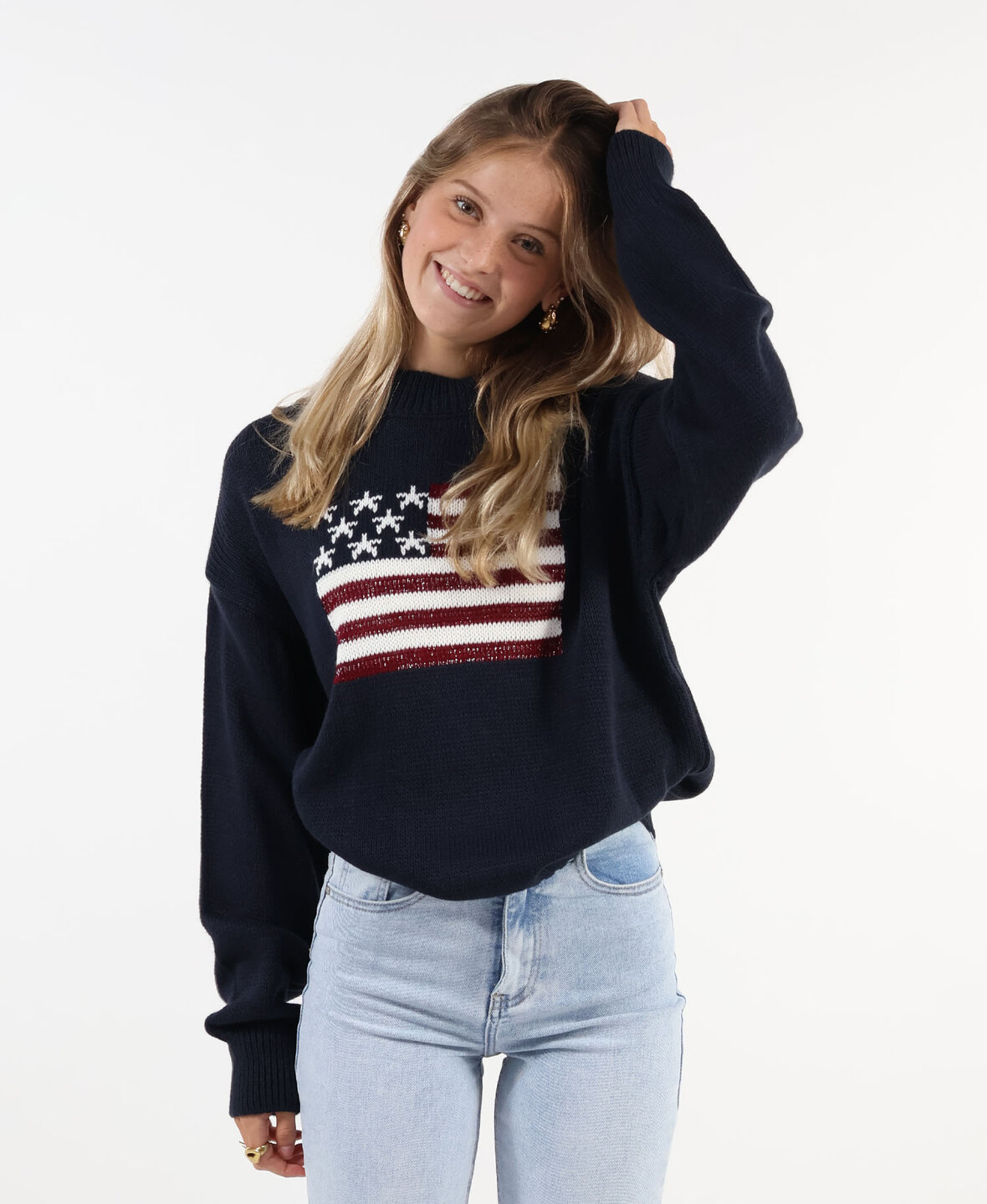 USA American Style Lurex Sweat Blue