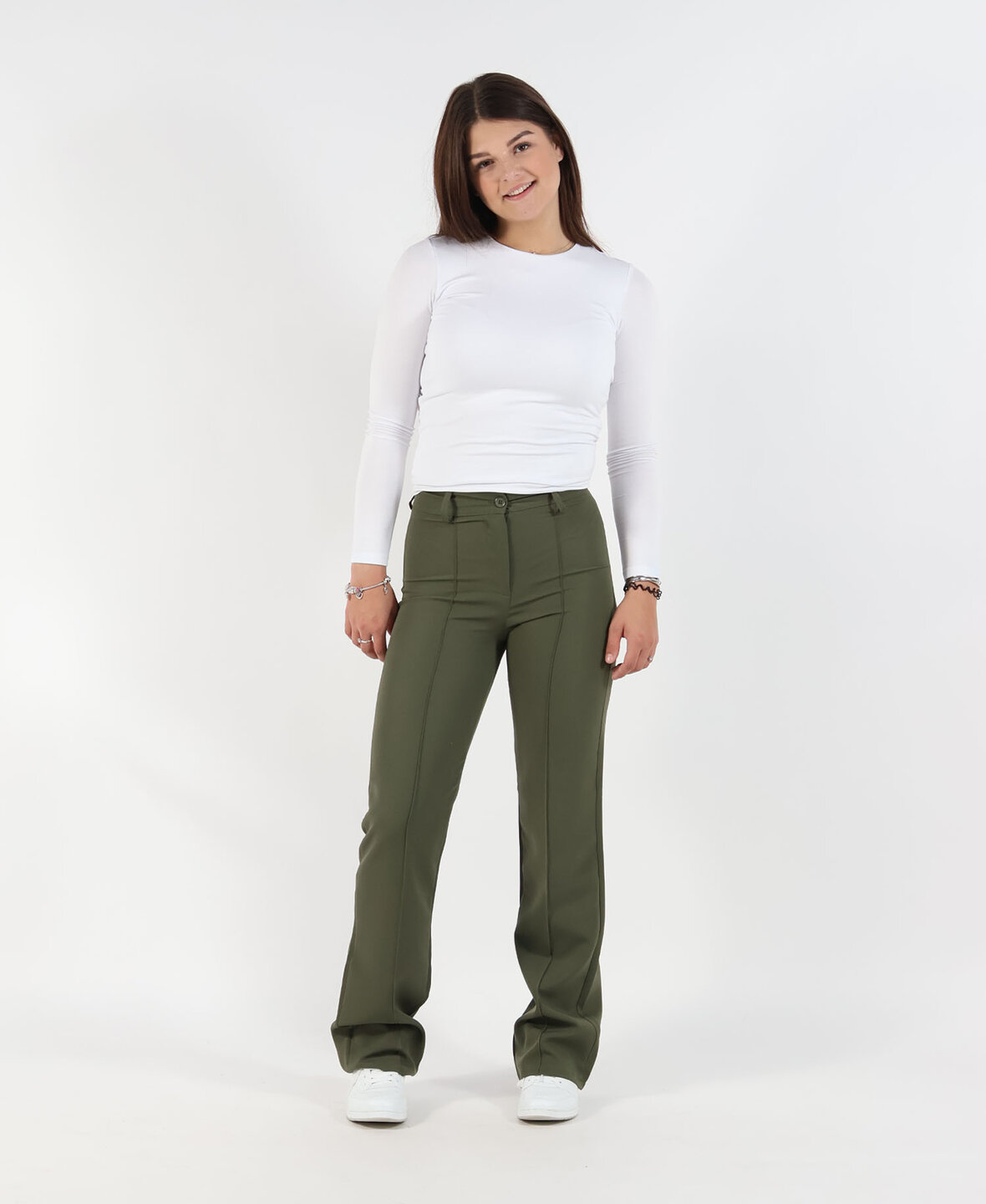 Sanne Stripe Pants Khaki  (TALL)