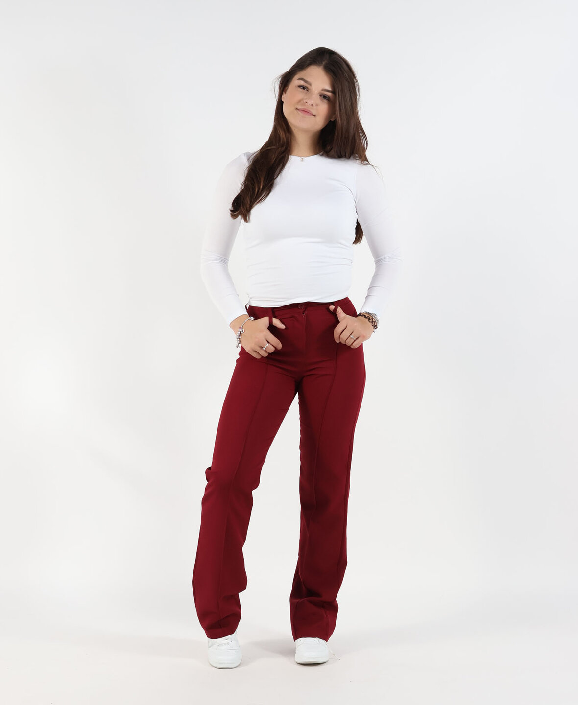 Sanne Stripe Pants Bordeaux  (TALL)