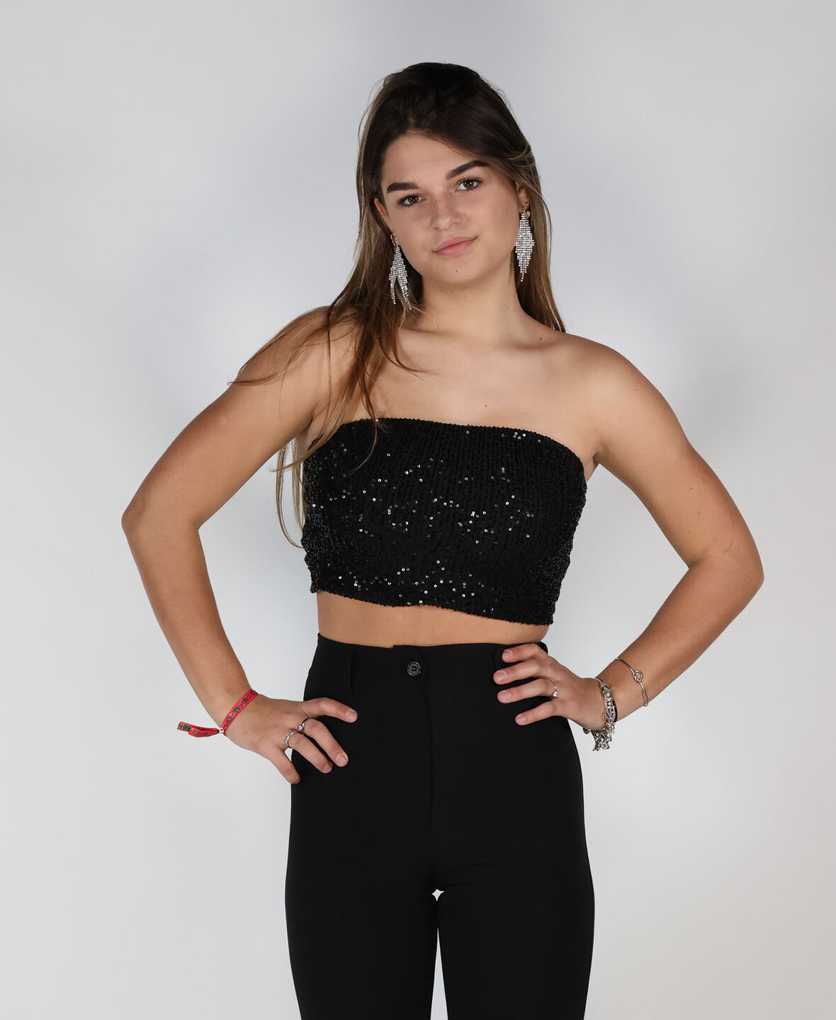 Sequin Tube Top Black