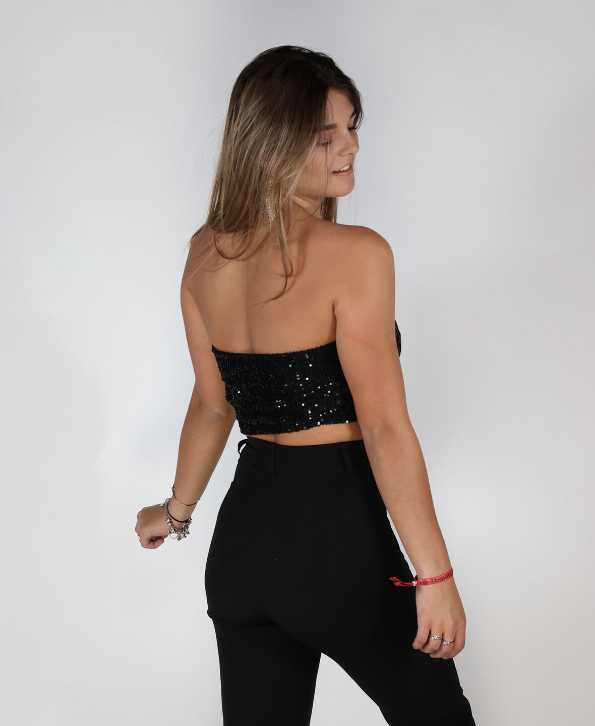 Sequin Tube Top Black