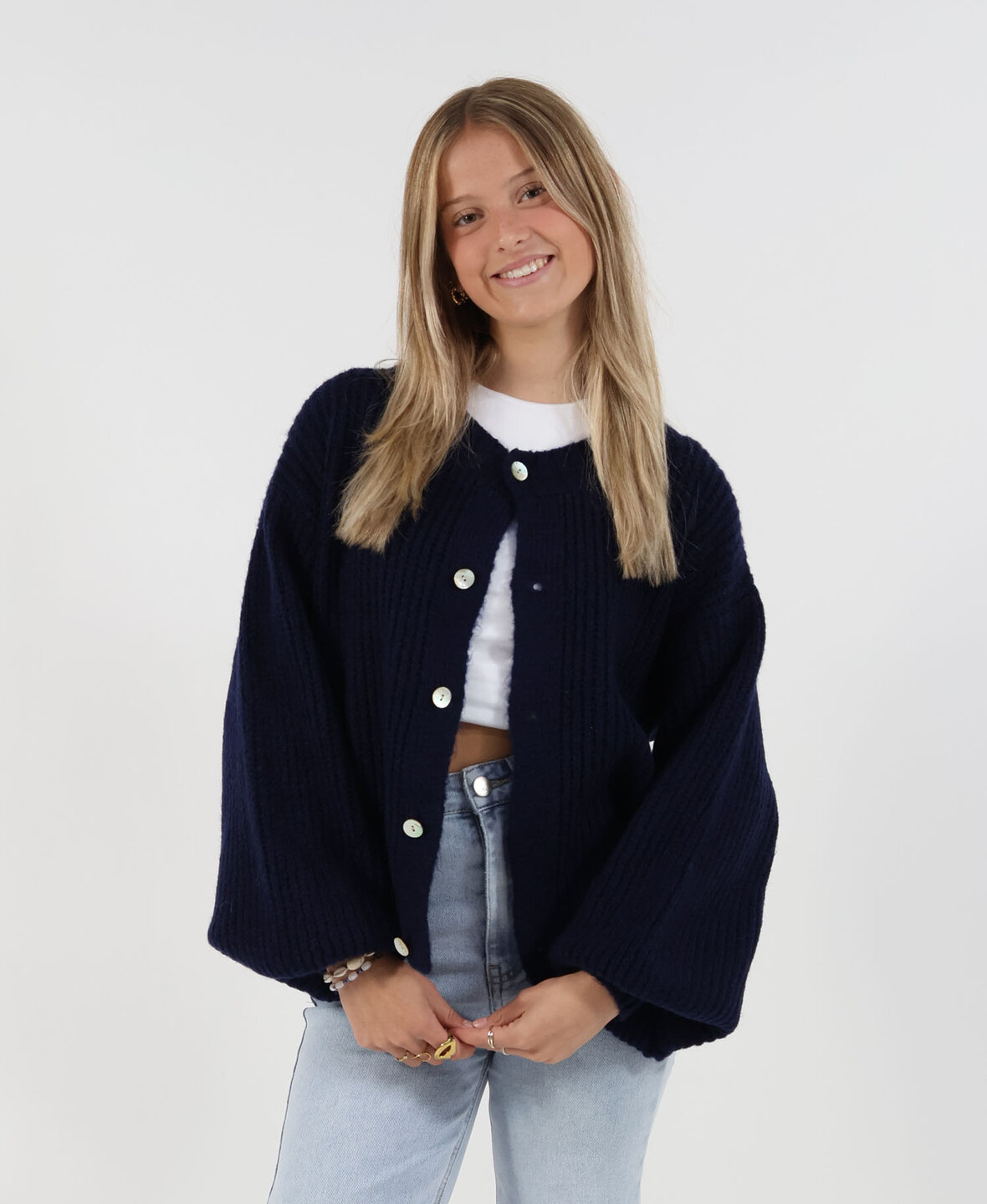 Knit Cardigan Navy Blue