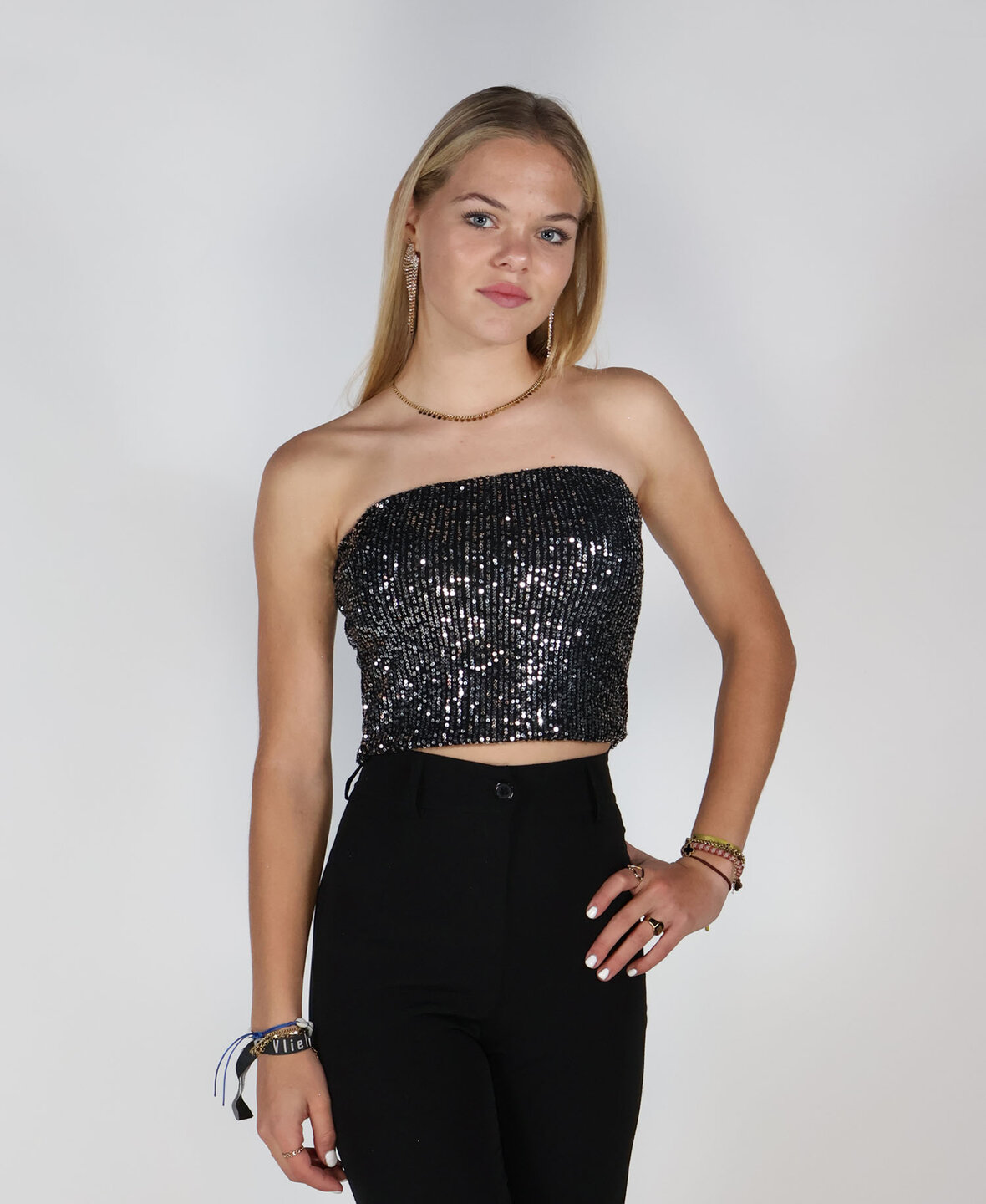 Sequin Tube Top Silver