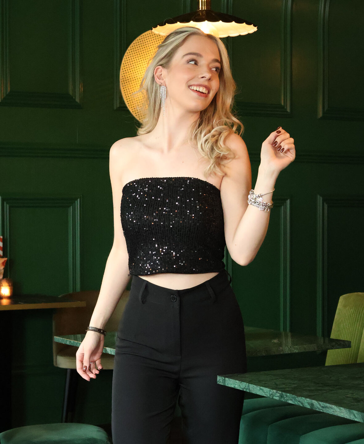 Sequin Tube Top Black