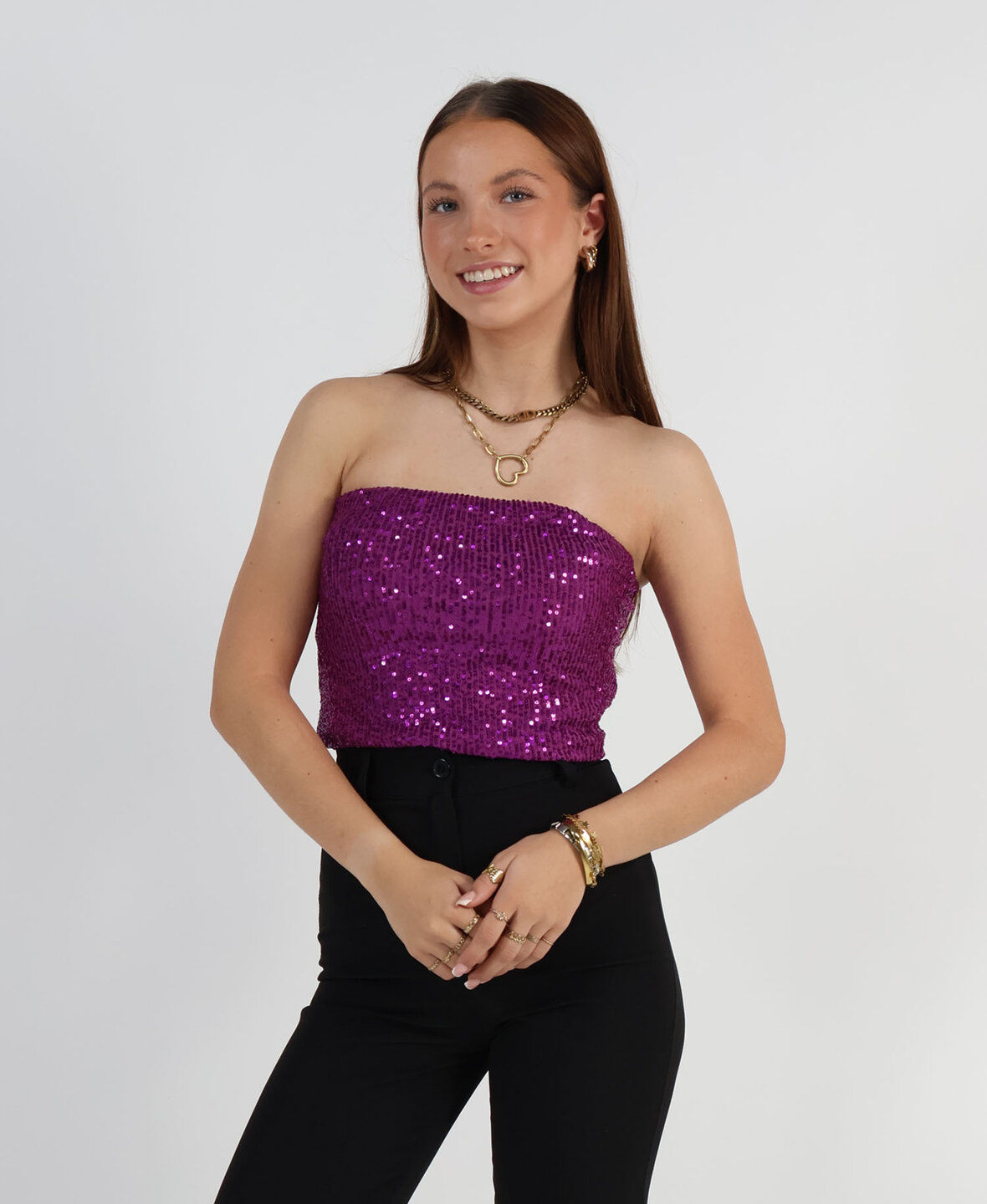 Sequin Tube Top Fuchsia