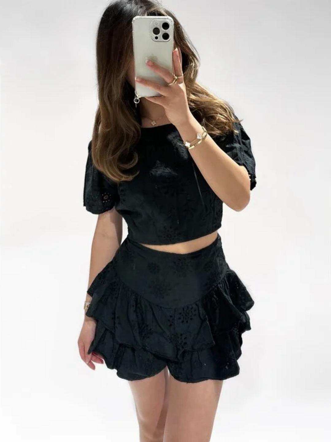 Broderie Skort Black